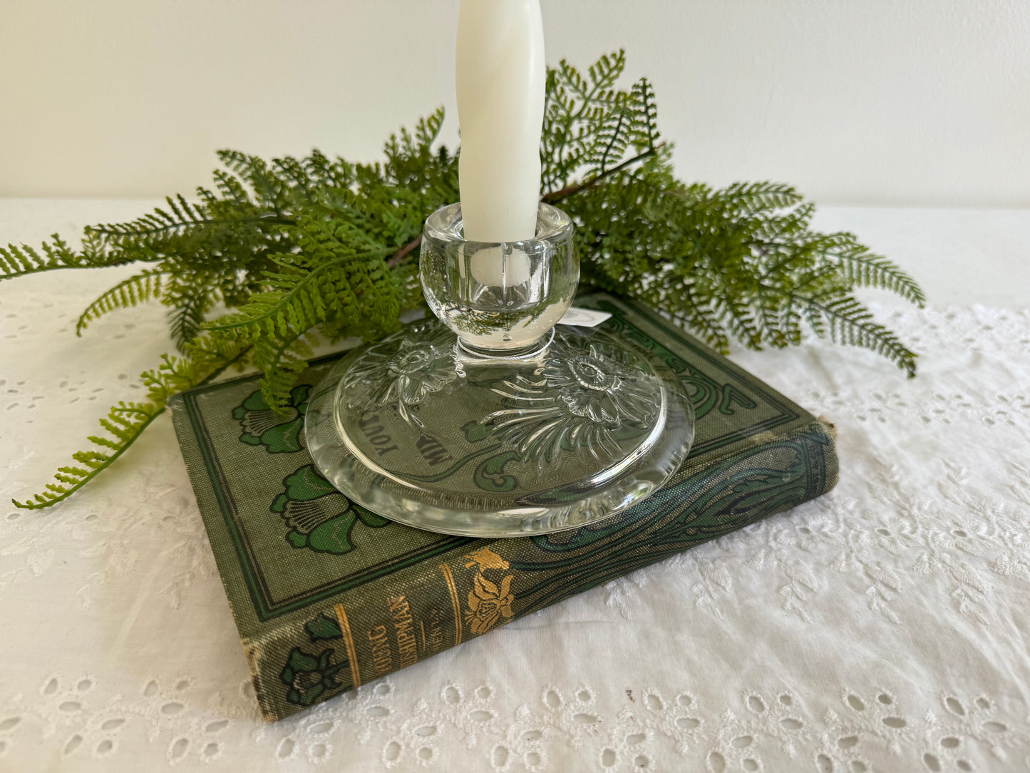 Vintage Candlestick - Round Base w/flowers