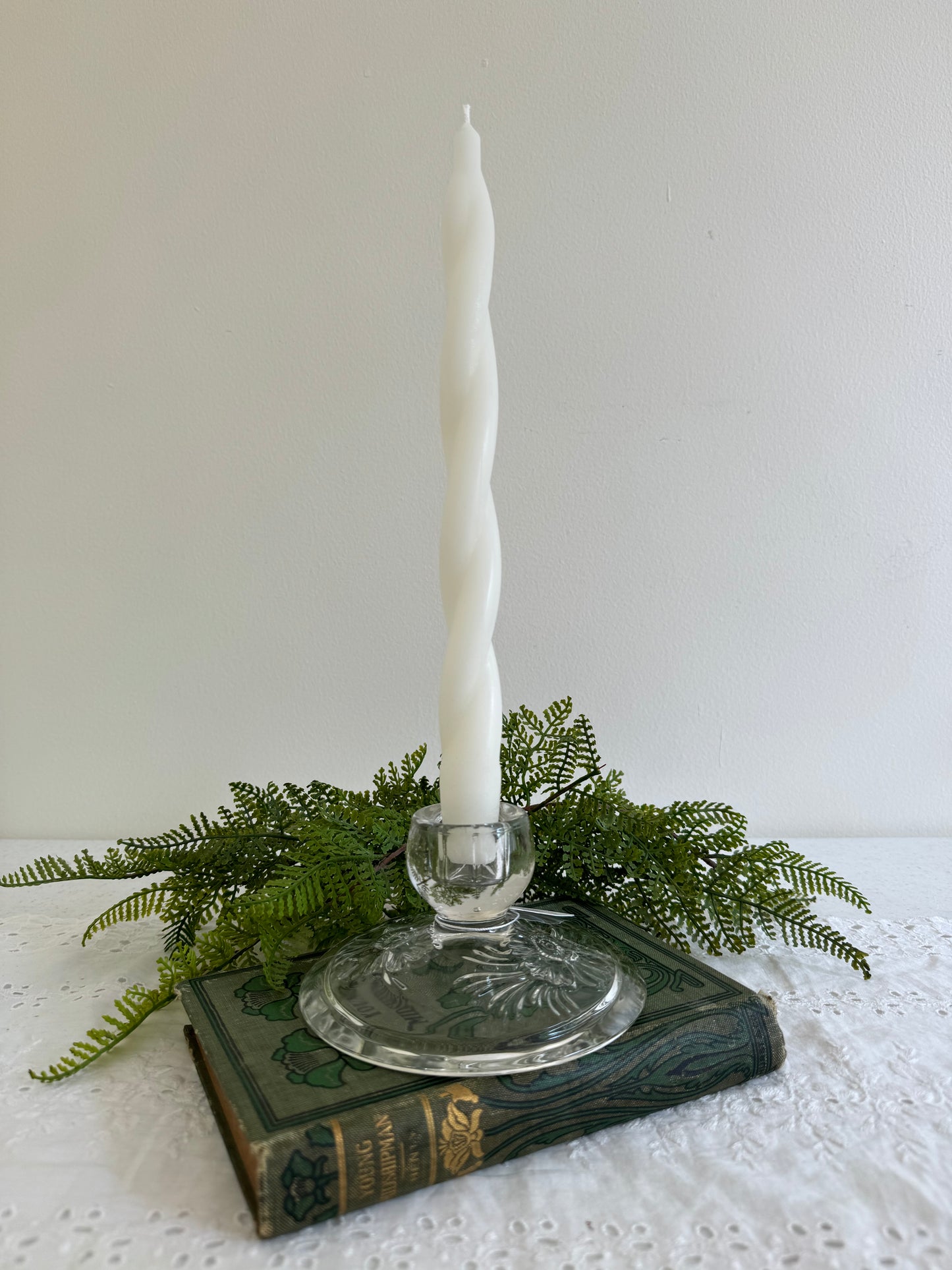 Vintage Candlestick - Round Base w/flowers