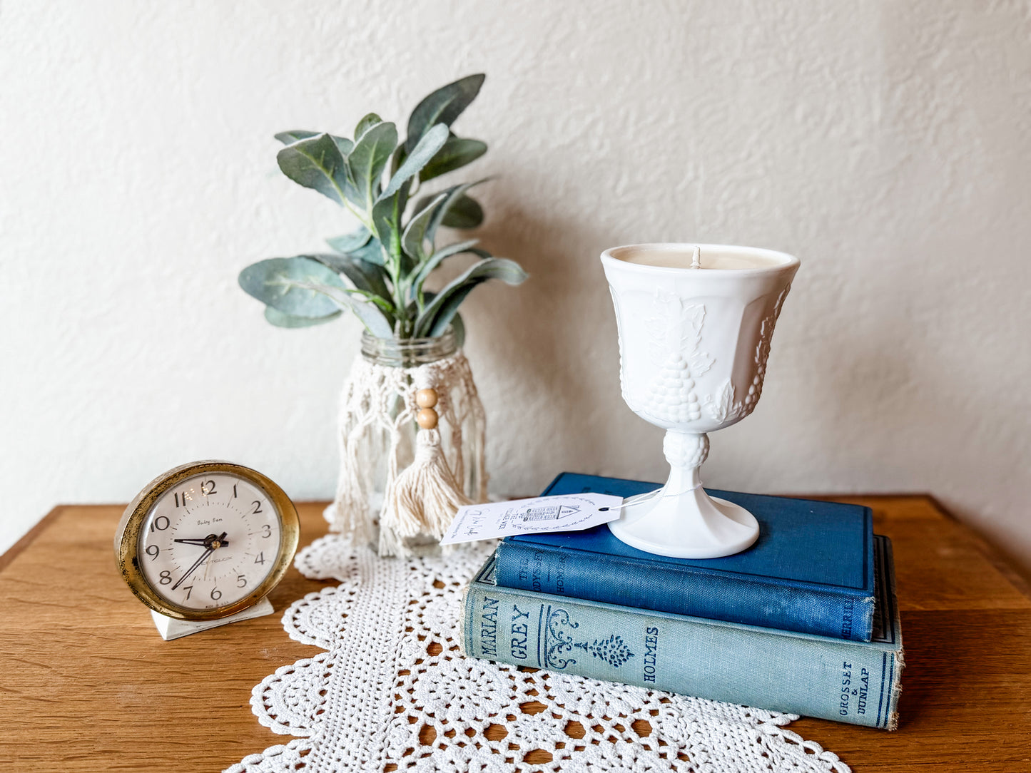 Vintage Colony Milk Glass Goblet Candle - Oakmoss & Amber