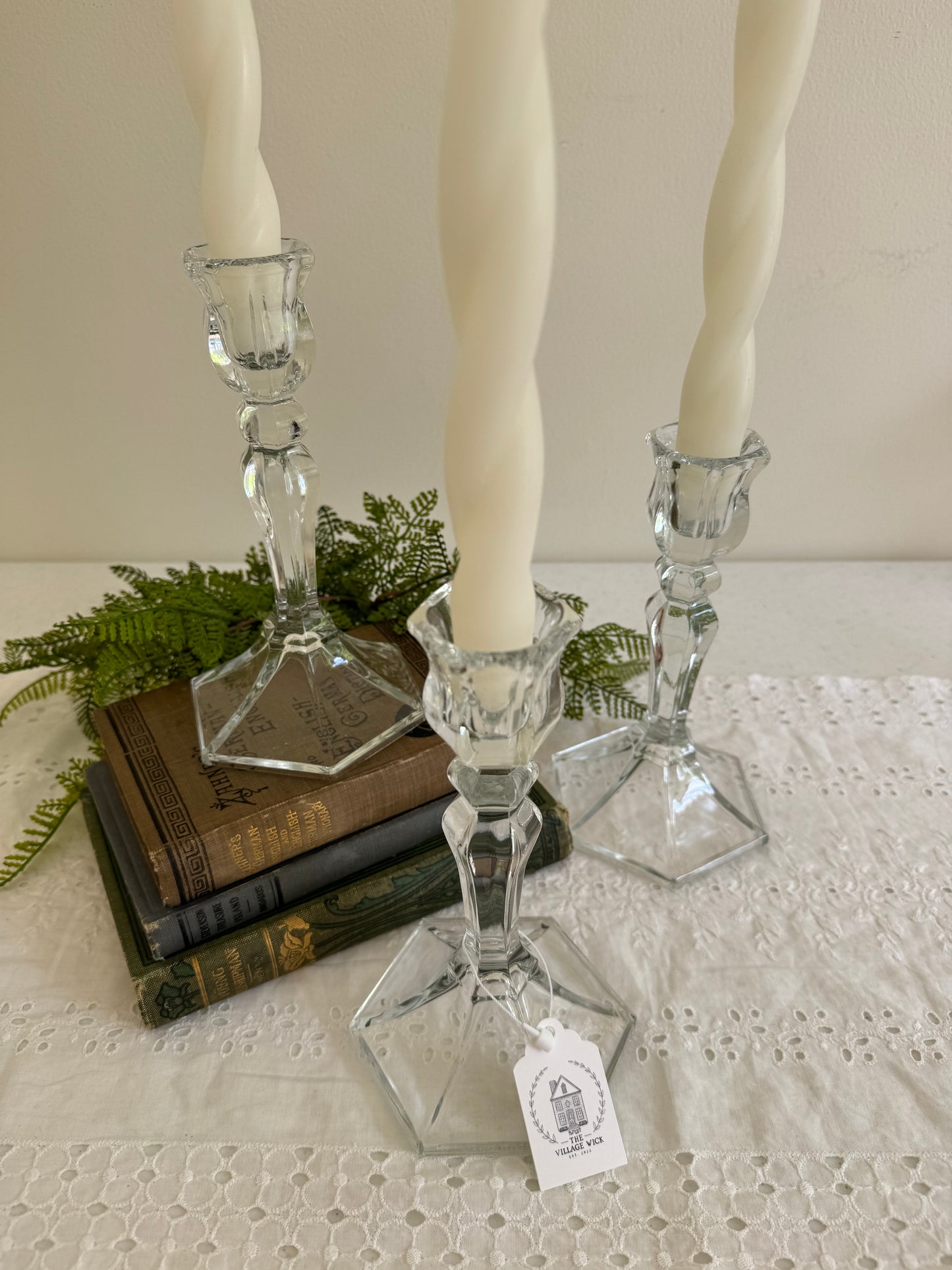 Vintage Candlestick trio- Hexagonal Base