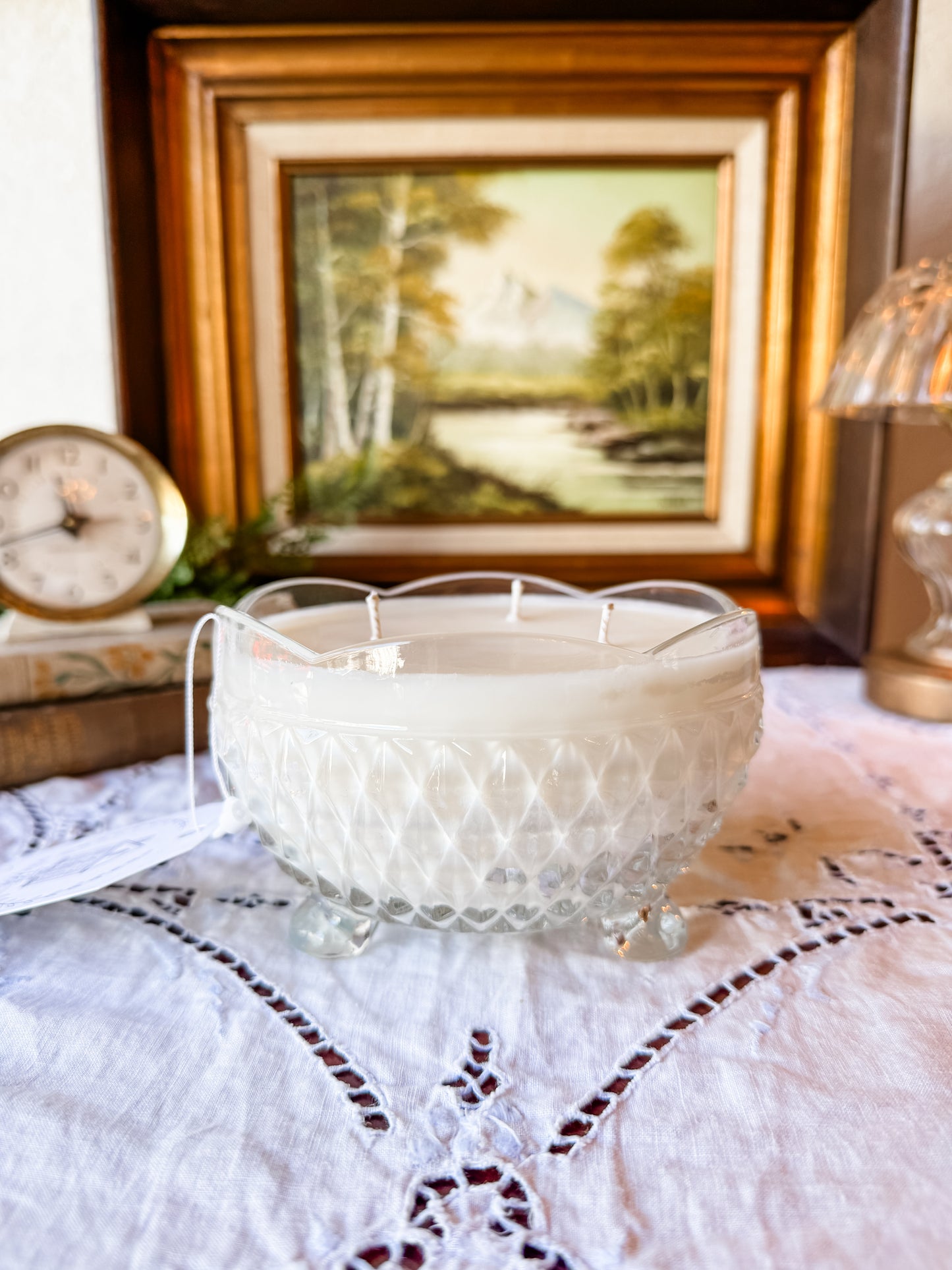 Vintage Glass Bowl Candle with Feet - Grandma's Zucchini Bread
