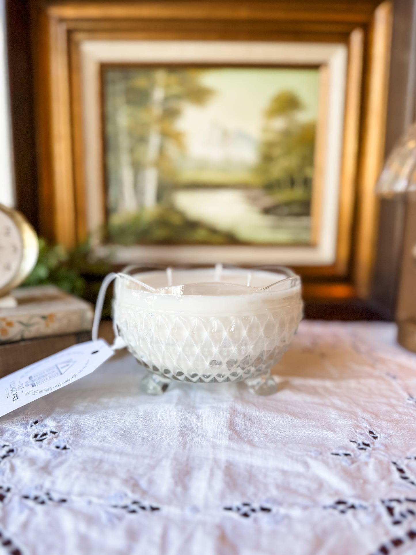 Vintage Glass Bowl Candle with Feet - Grandma's Zucchini Bread
