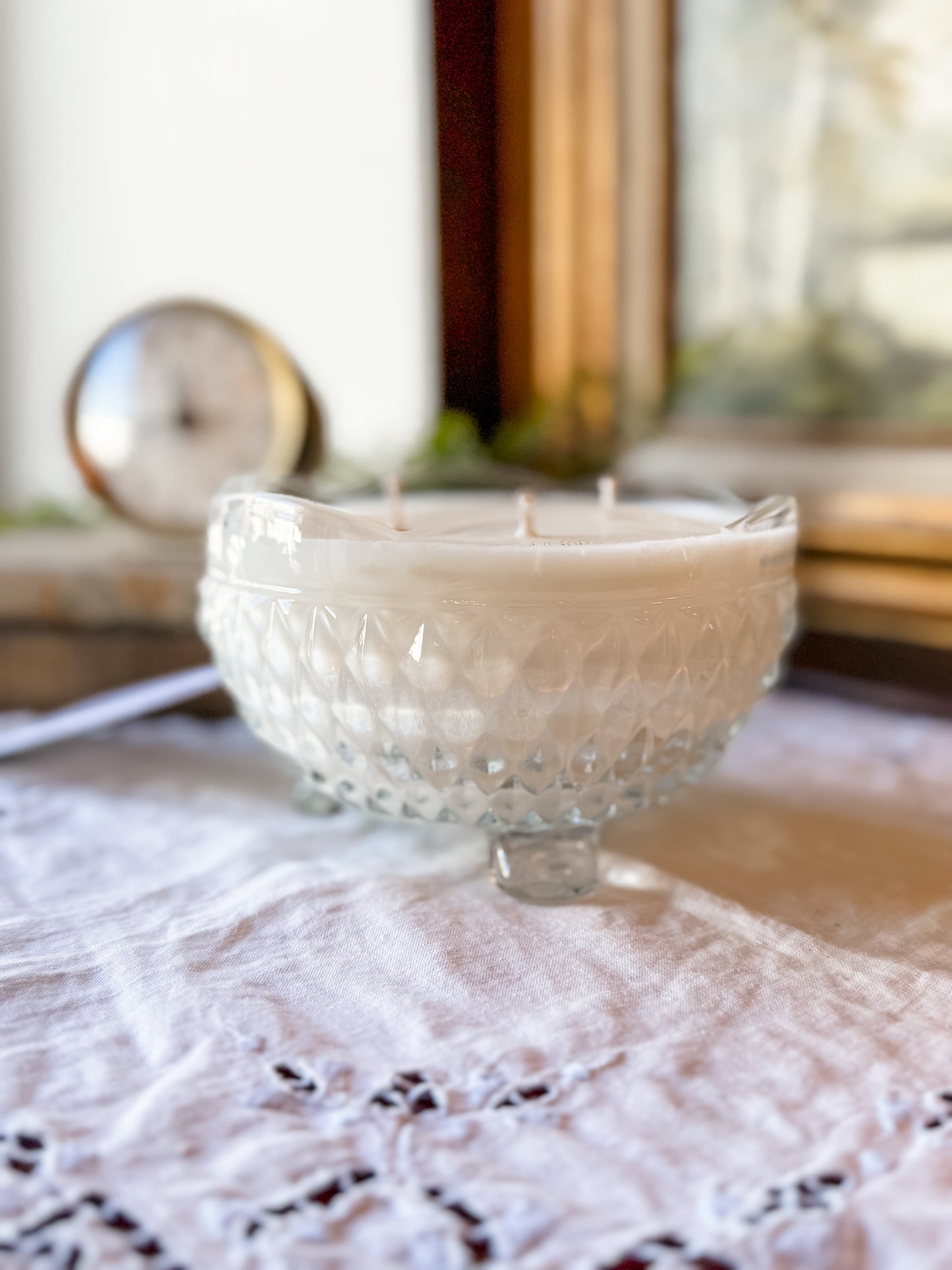 Vintage Glass Bowl Candle with Feet - Grandma's Zucchini Bread