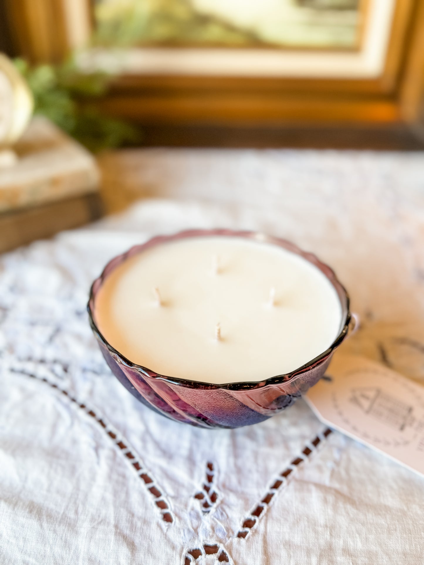 Vintage Maroon Bowl Candle - Georgia Peach