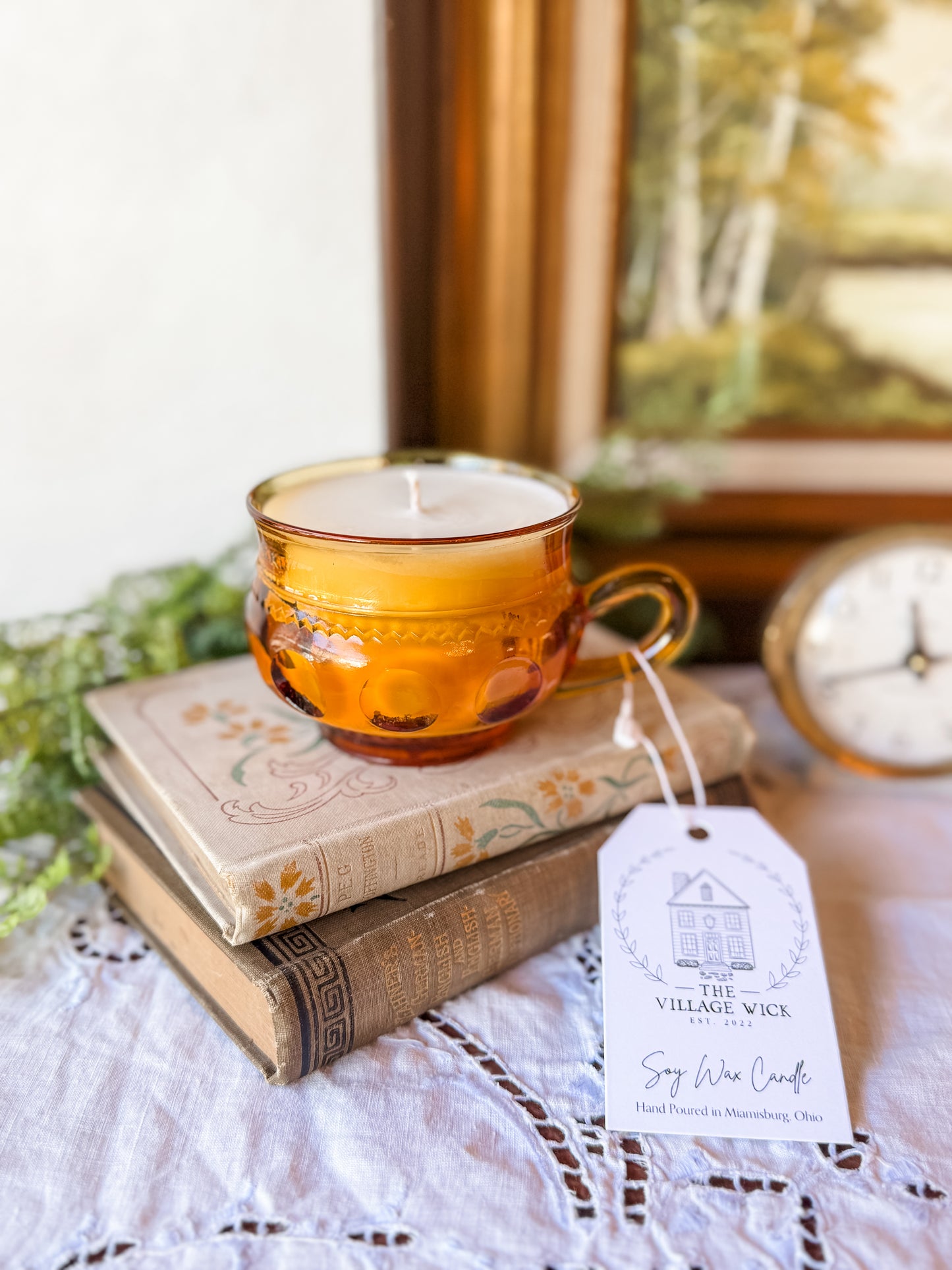 Vintage Amber Tea Cup Candle - Patchouli