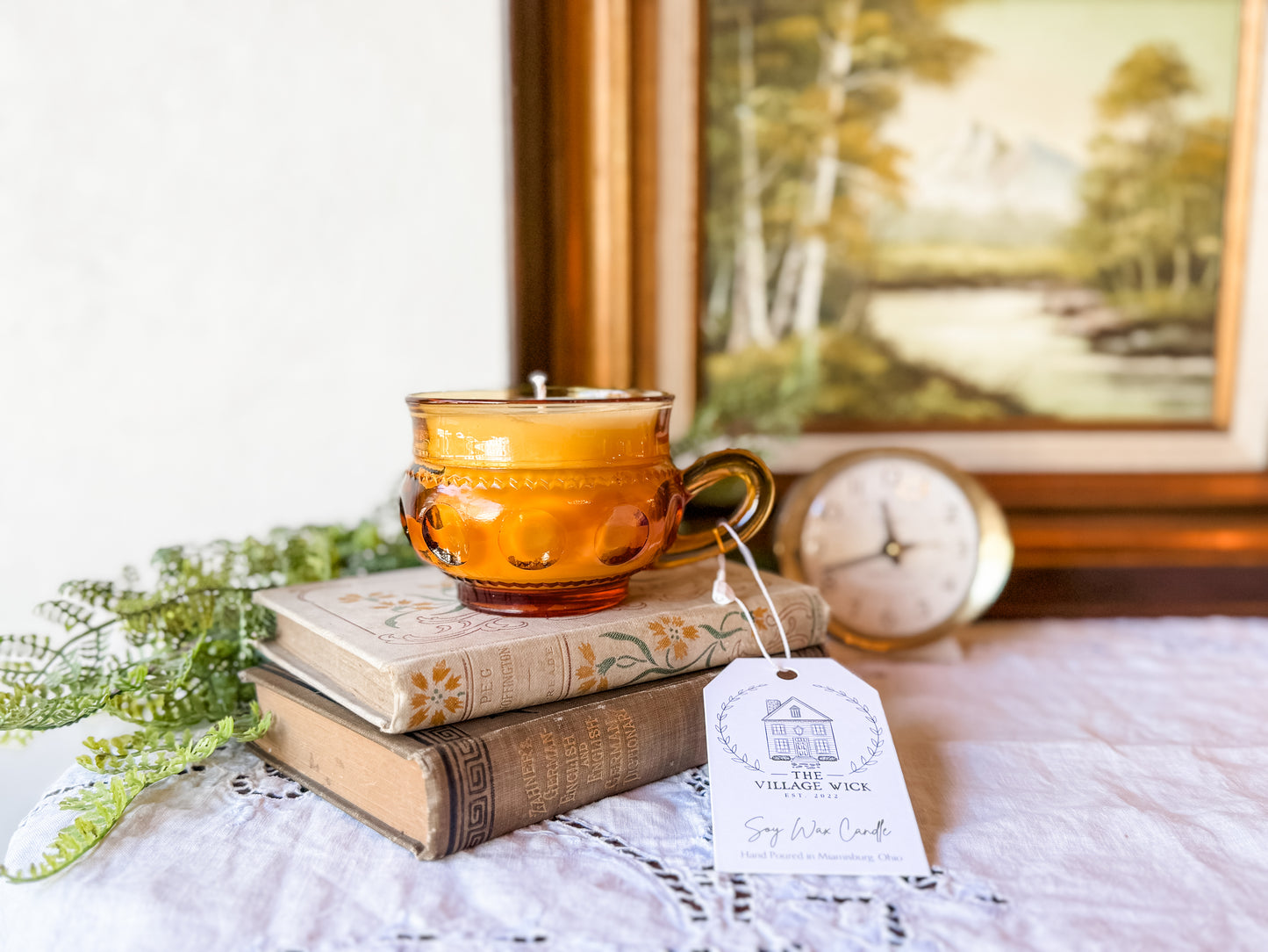 Vintage Amber Tea Cup Candle - Patchouli
