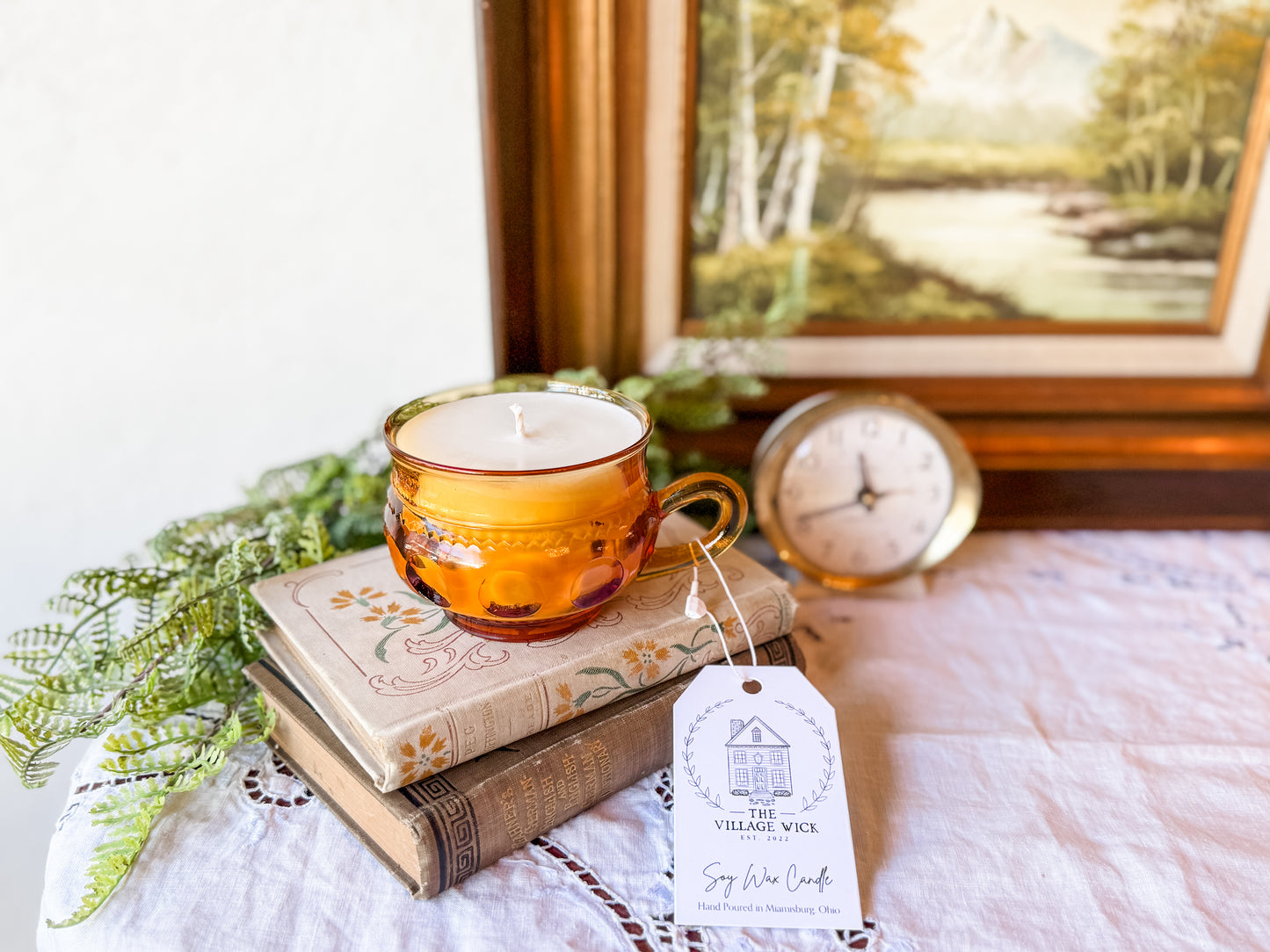 Vintage Amber Tea Cup Candle - Patchouli