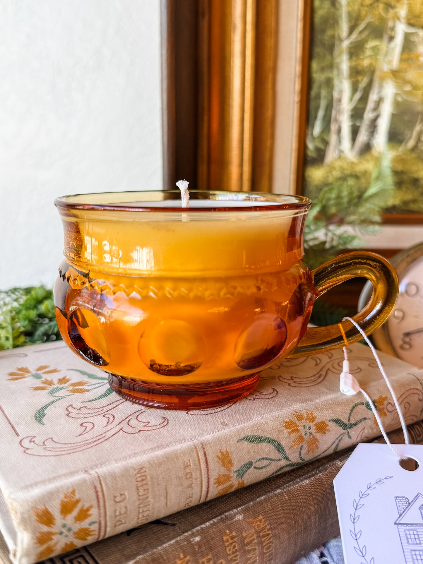 Vintage Amber Tea Cup Candle - Patchouli