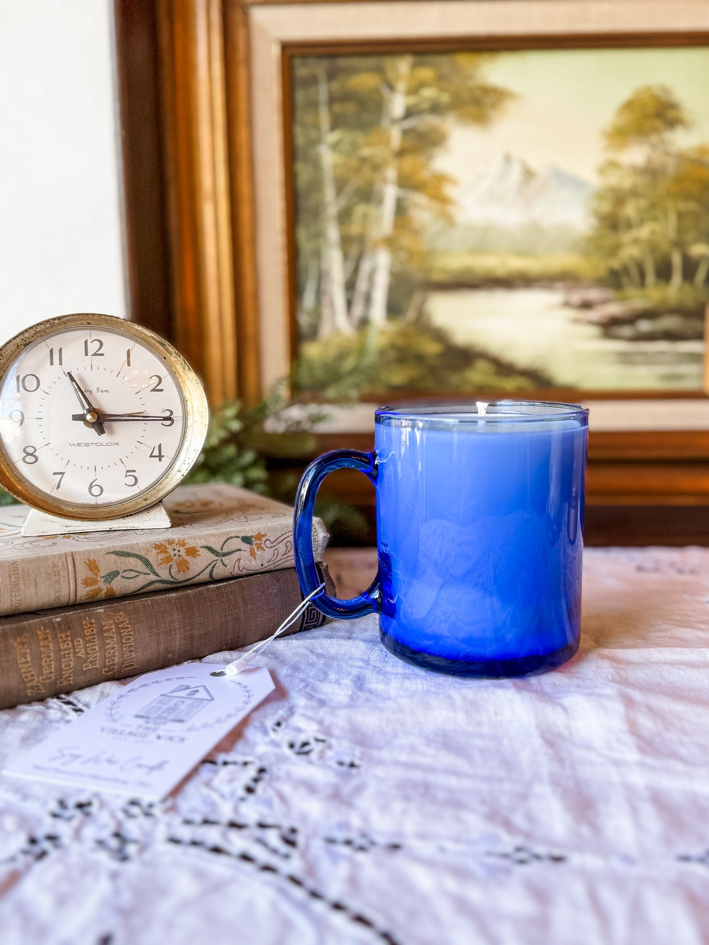 Vintage Blue Glass Mug Candle - Grandma's Zucchini Bread