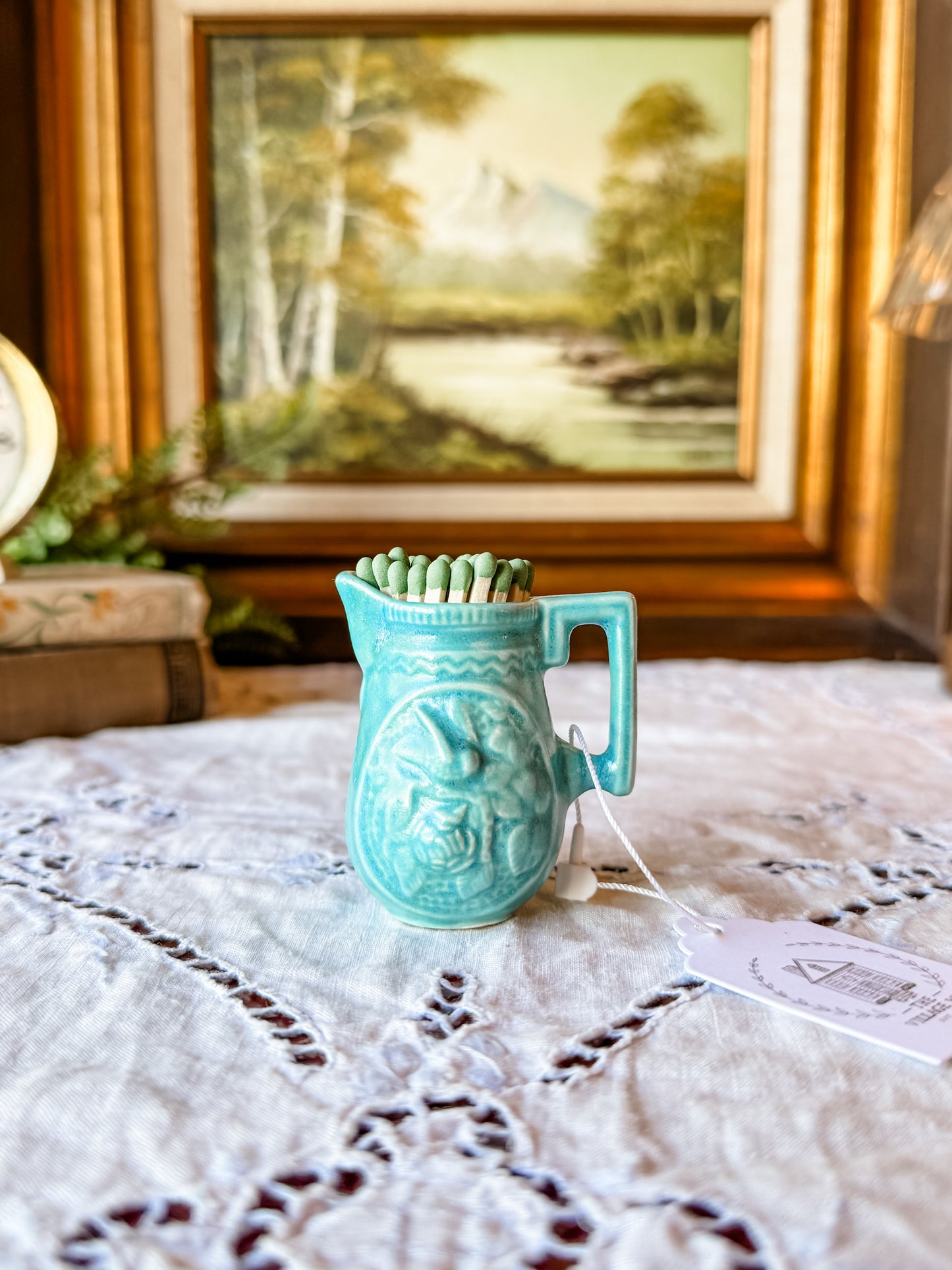 Vintage Blue Mini Pitcher Matchstick Holder