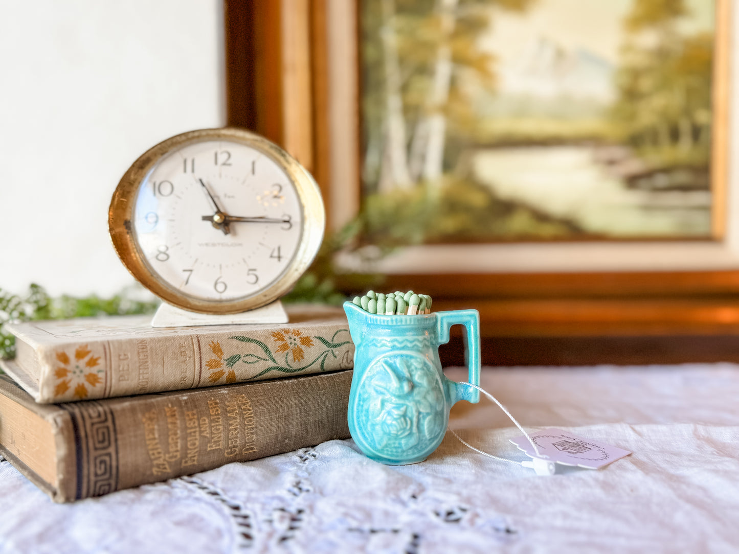 Vintage Blue Mini Pitcher Matchstick Holder