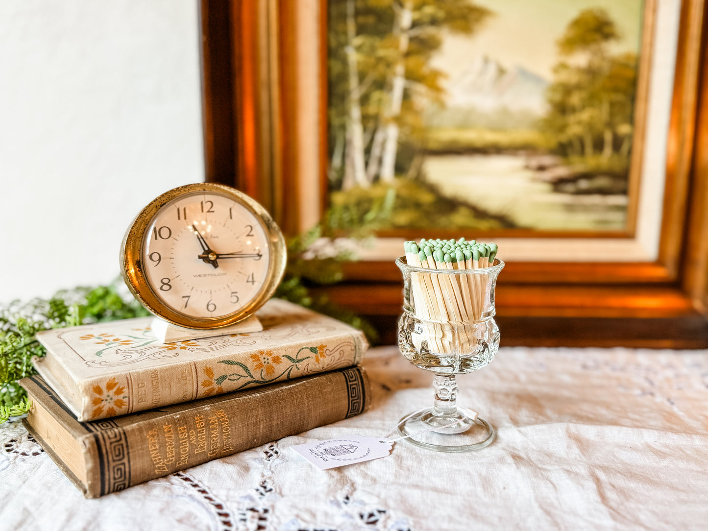 Vintage Glass Pedestal Matchstick Holder