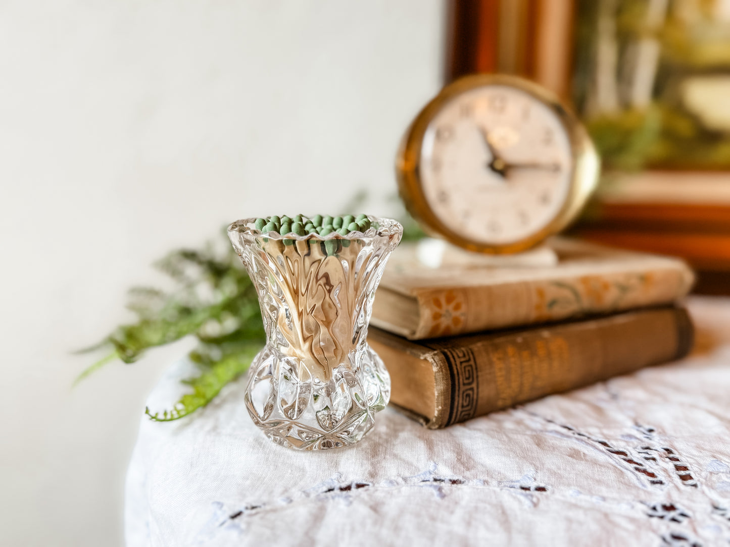 Vintage Glass Matchstick Holder