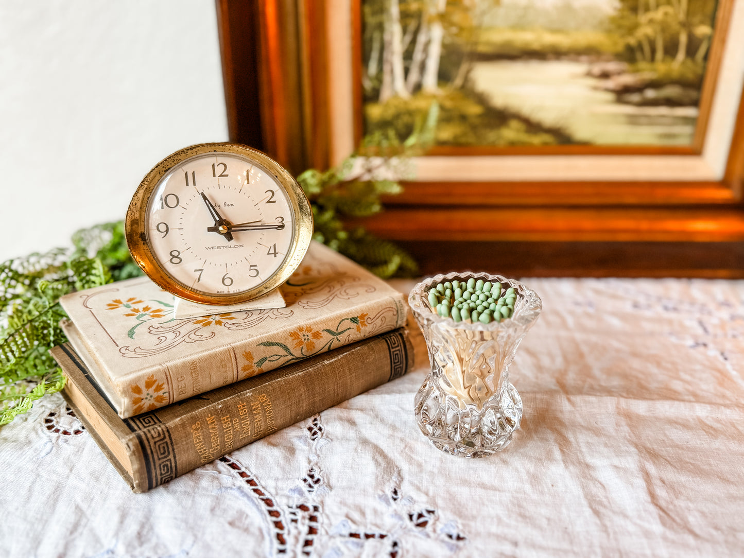 Vintage Glass Matchstick Holder