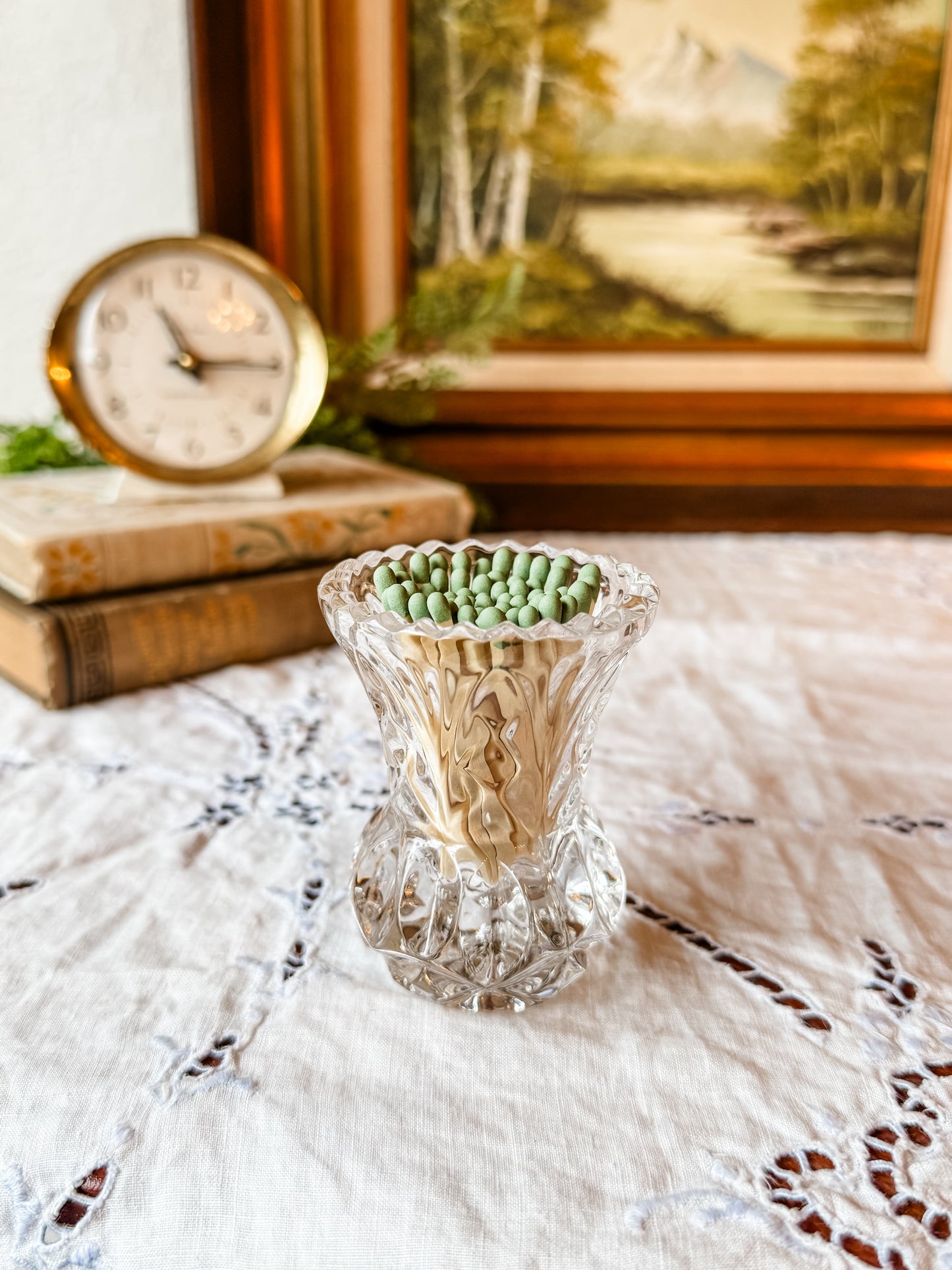 Vintage Glass Matchstick Holder