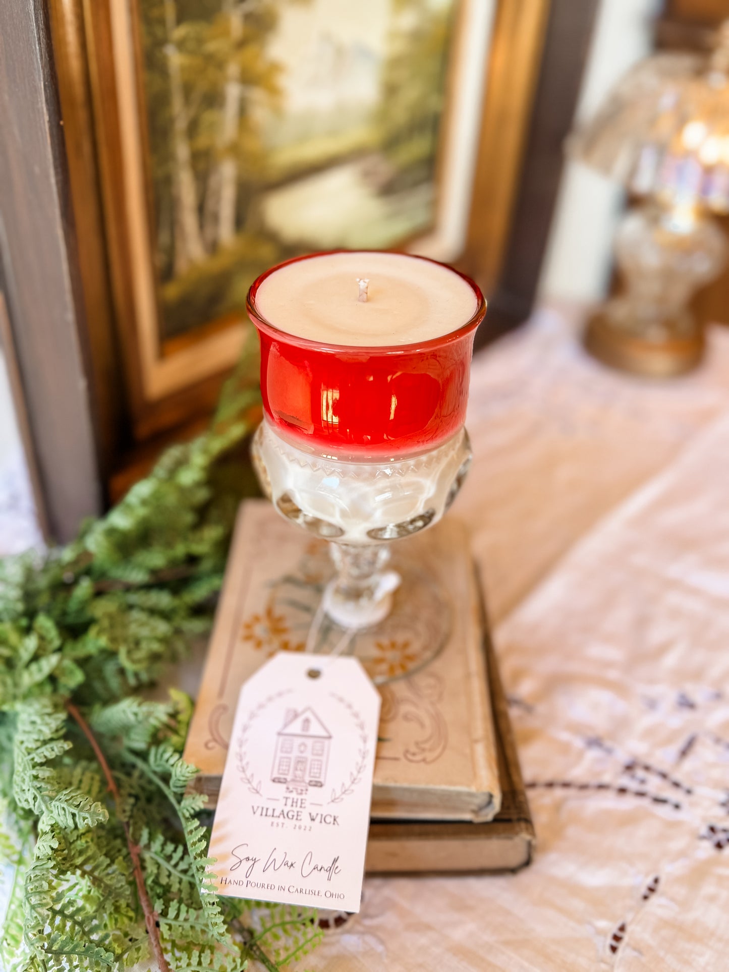 Vintage Glass Goblet Candle - Nag Champa