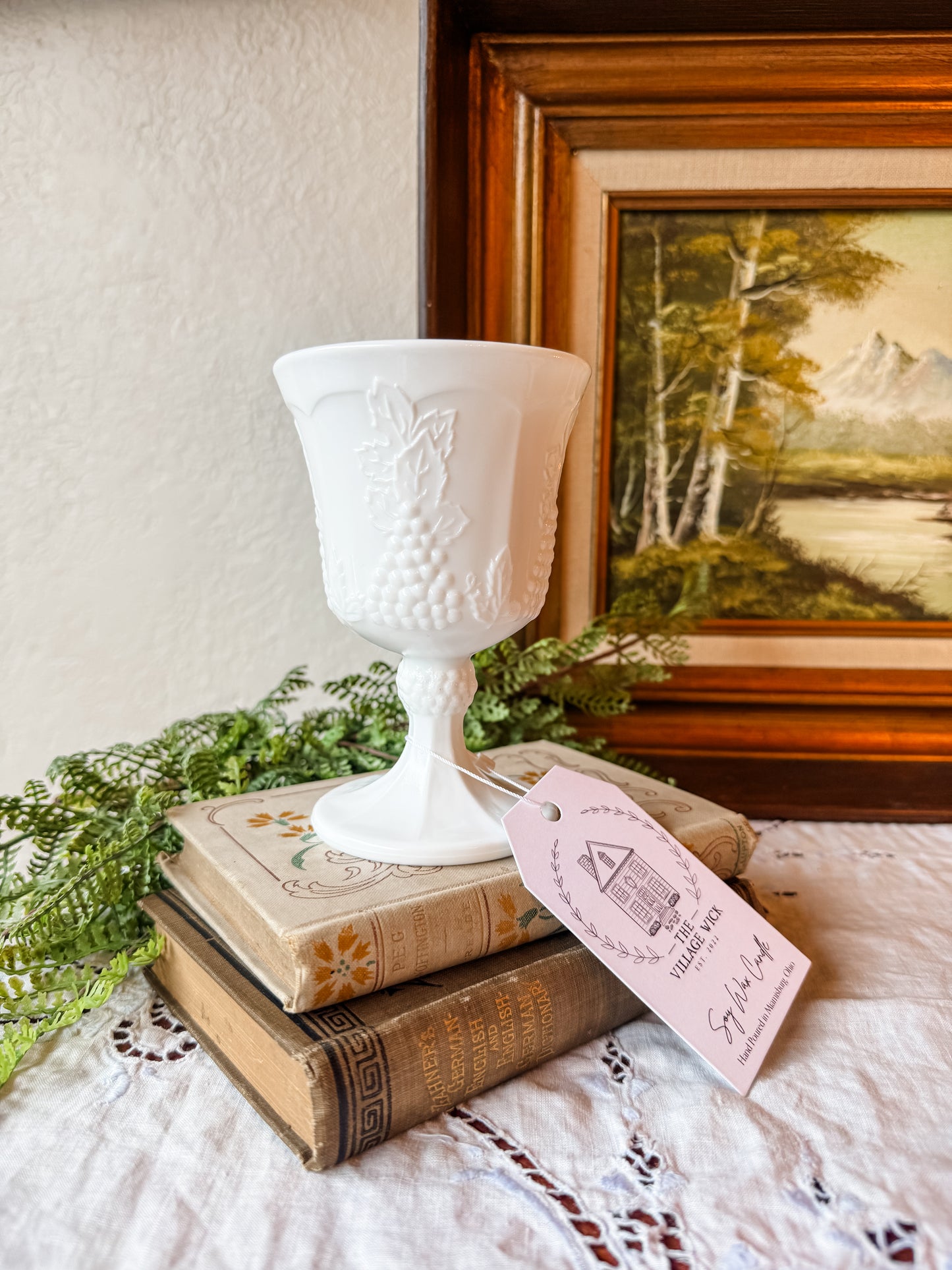 Vintage Colony Milk Glass Goblet Candle - Lavender