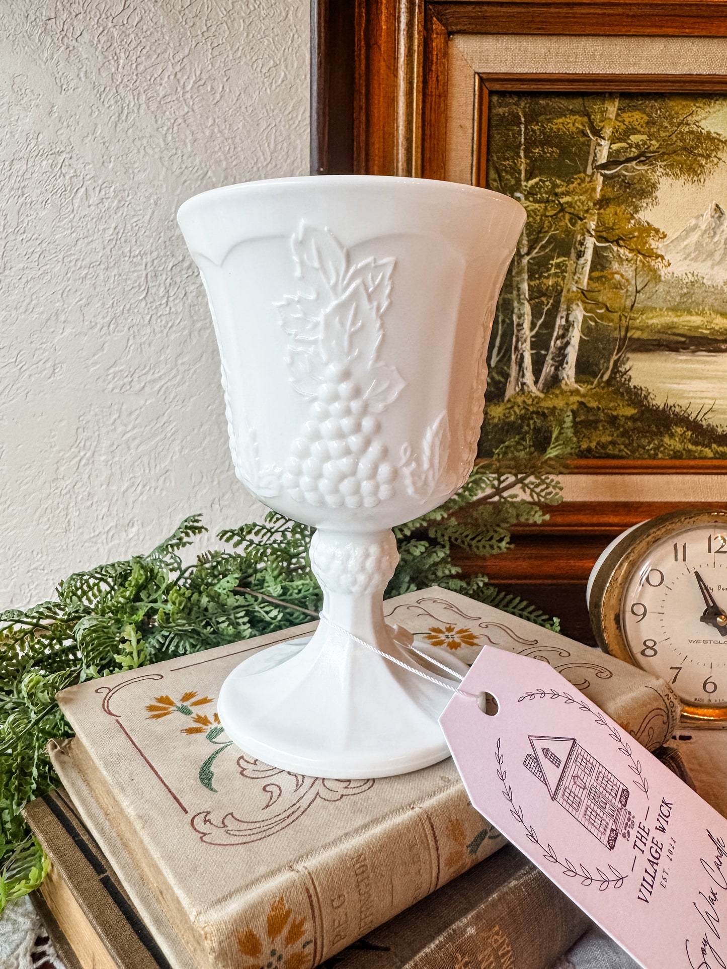 Vintage Colony Milk Glass Goblet Candle - Lavender