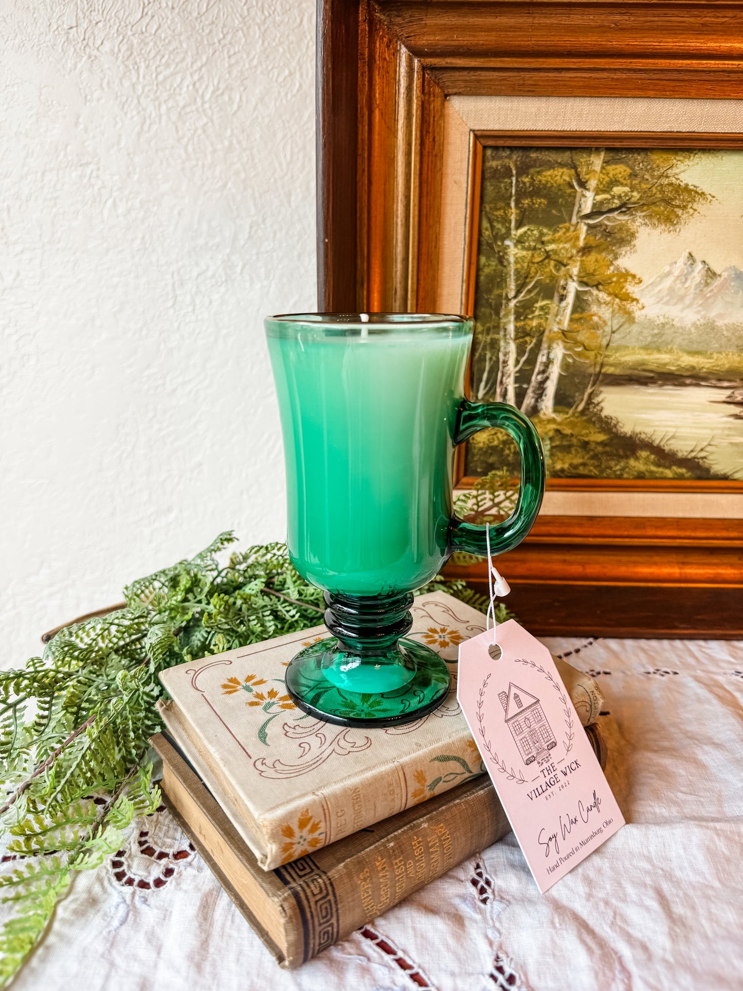 Vintage Green Glass Mug Candle - Nighttime in Venice