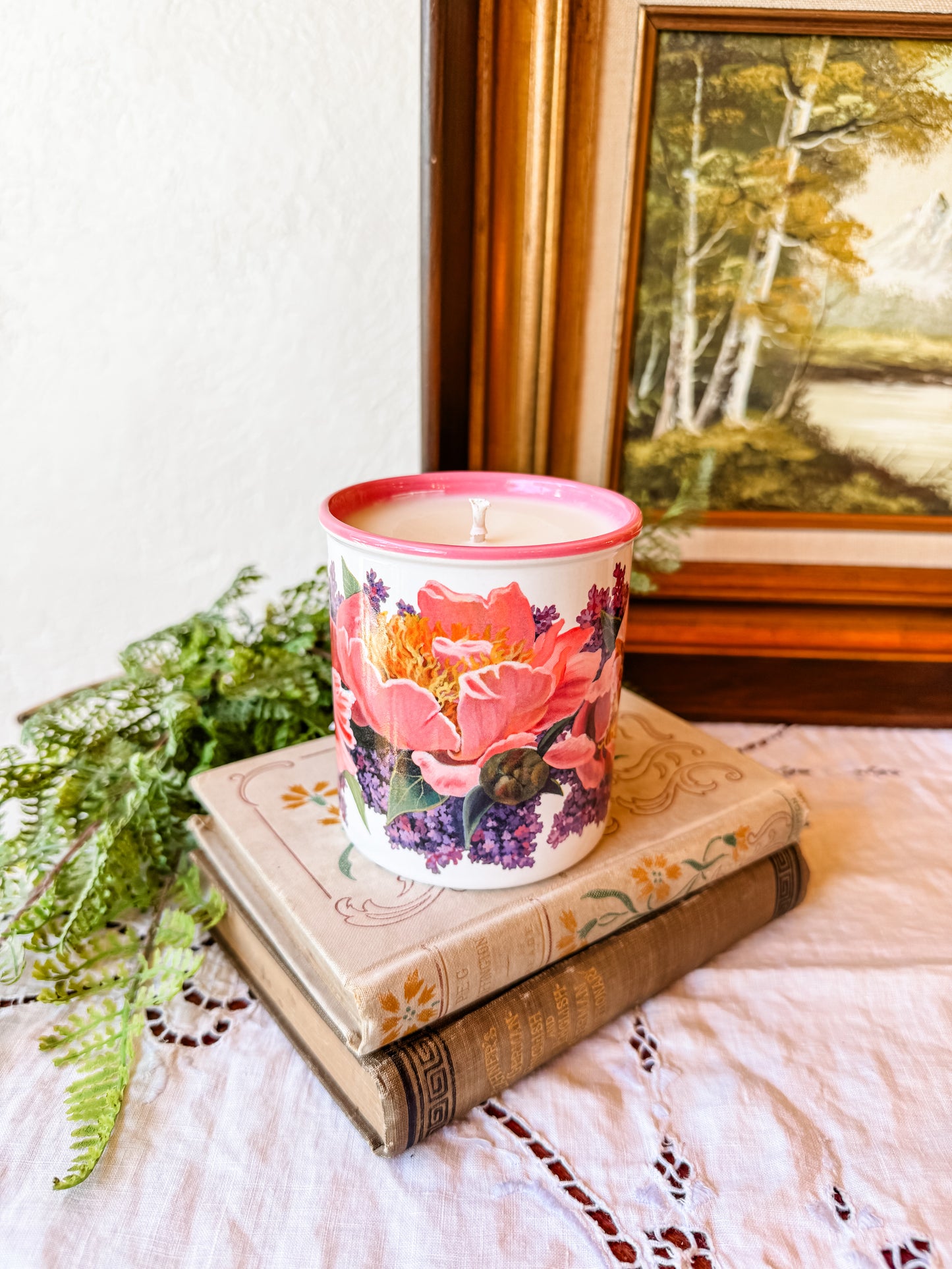 Vintage Mug Candle with Florals - Aloha Paradise