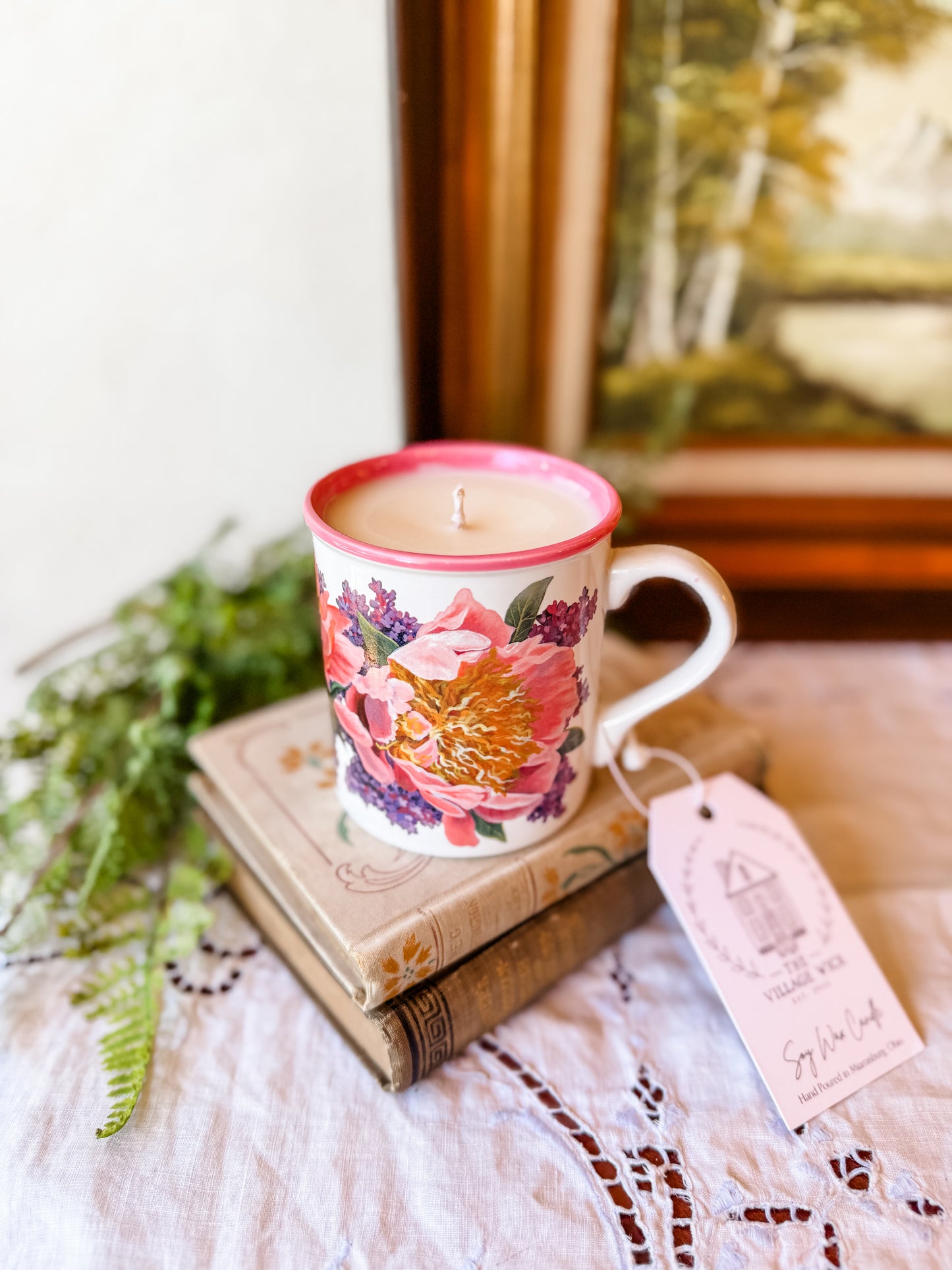 Vintage Mug Candle with Florals - Aloha Paradise