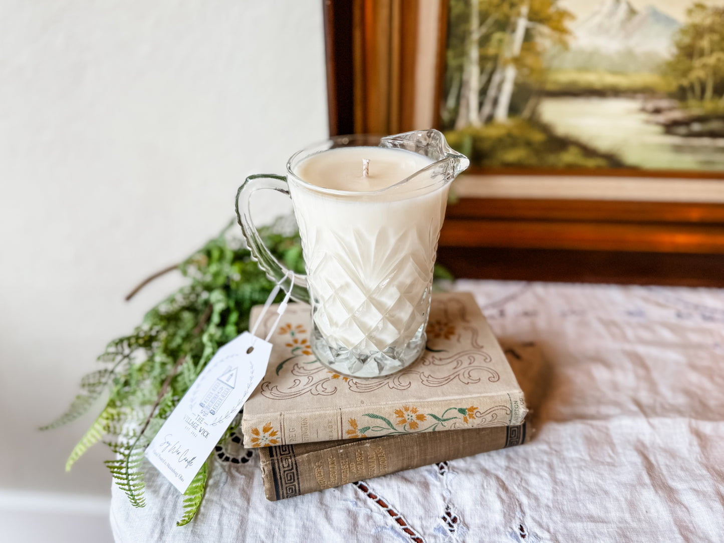 Vintage Glass Creamer Candle - Coffee Shop