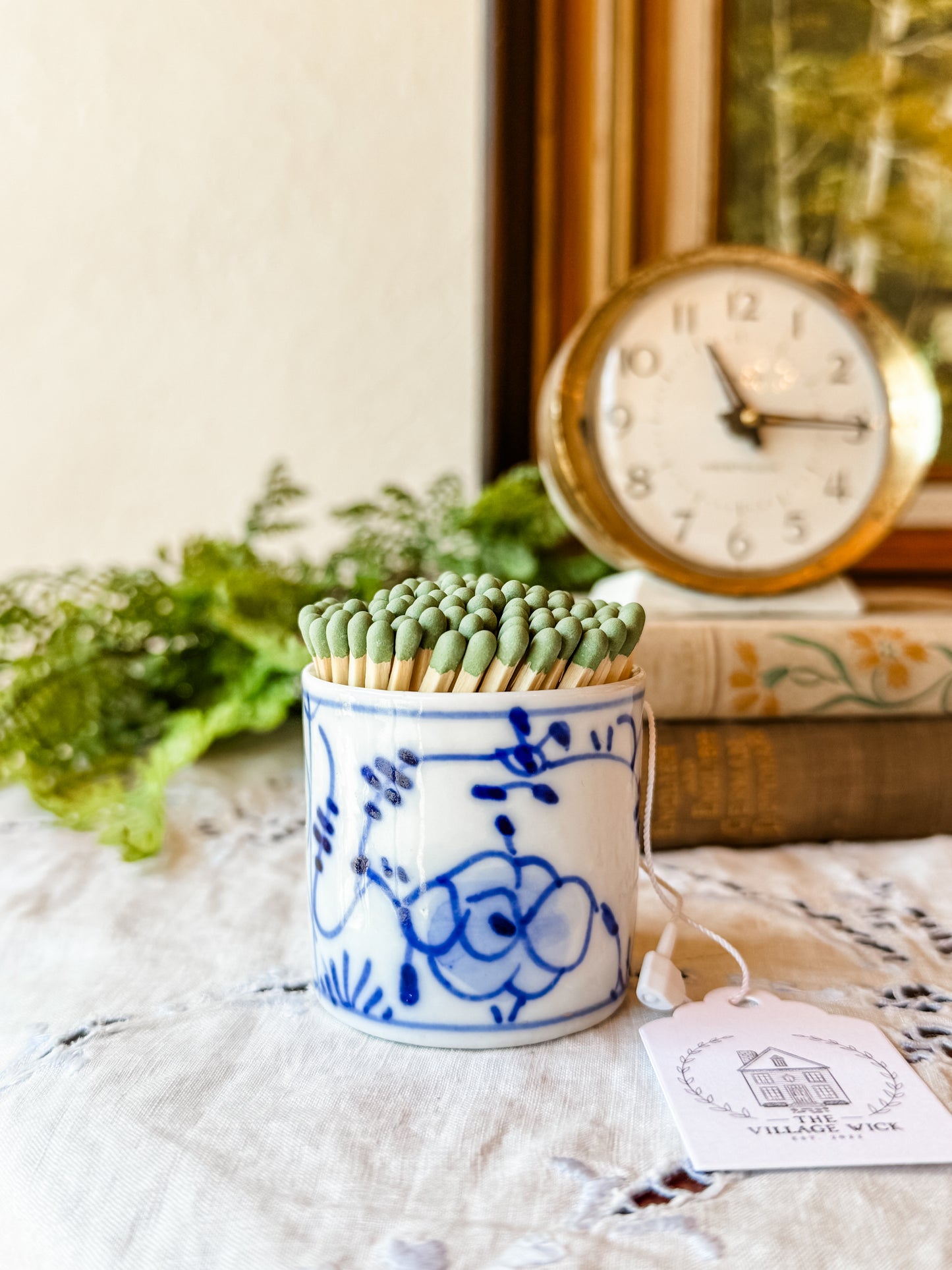 Blue & White Matchstick Holder