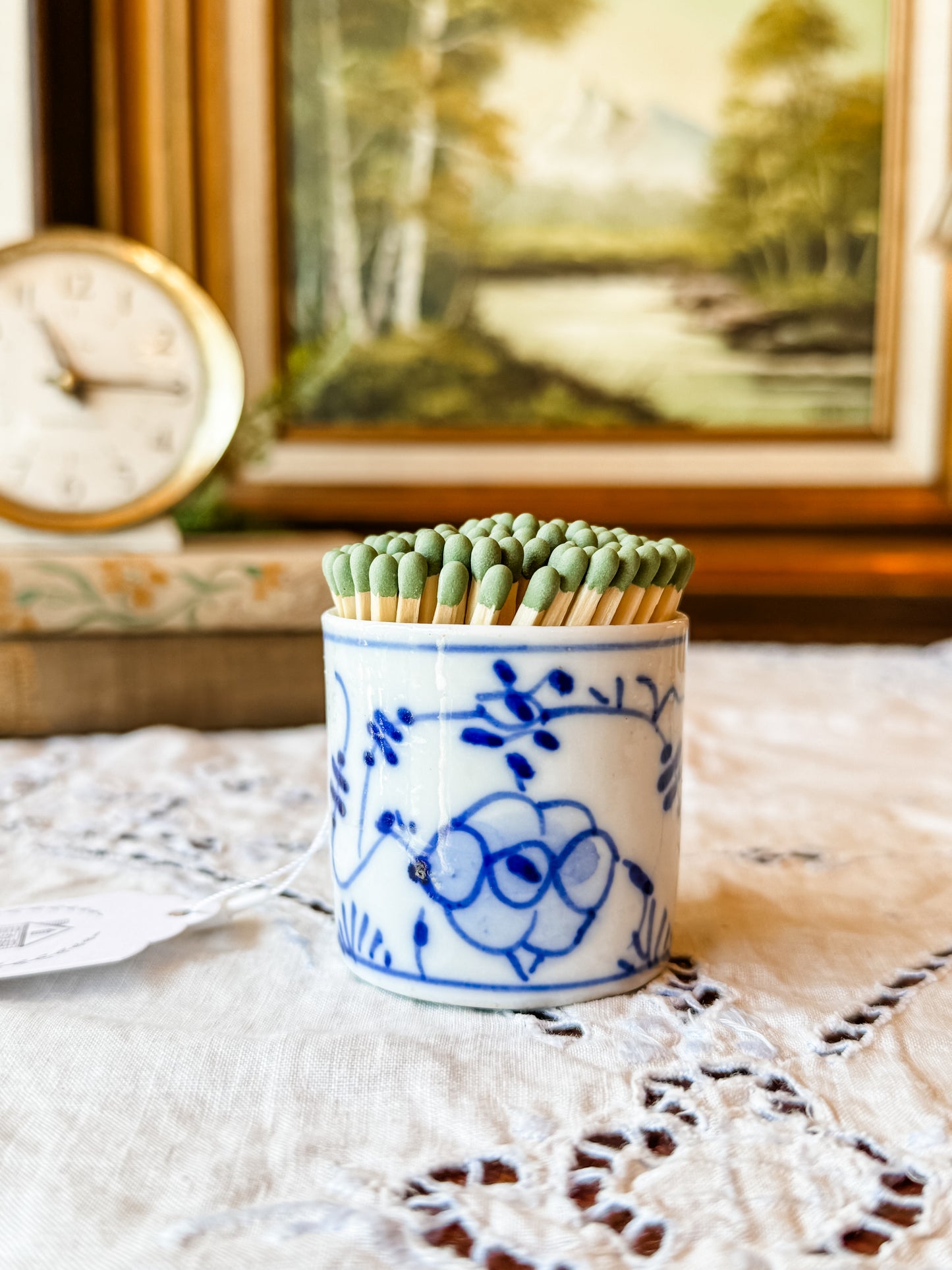 Blue & White Matchstick Holder