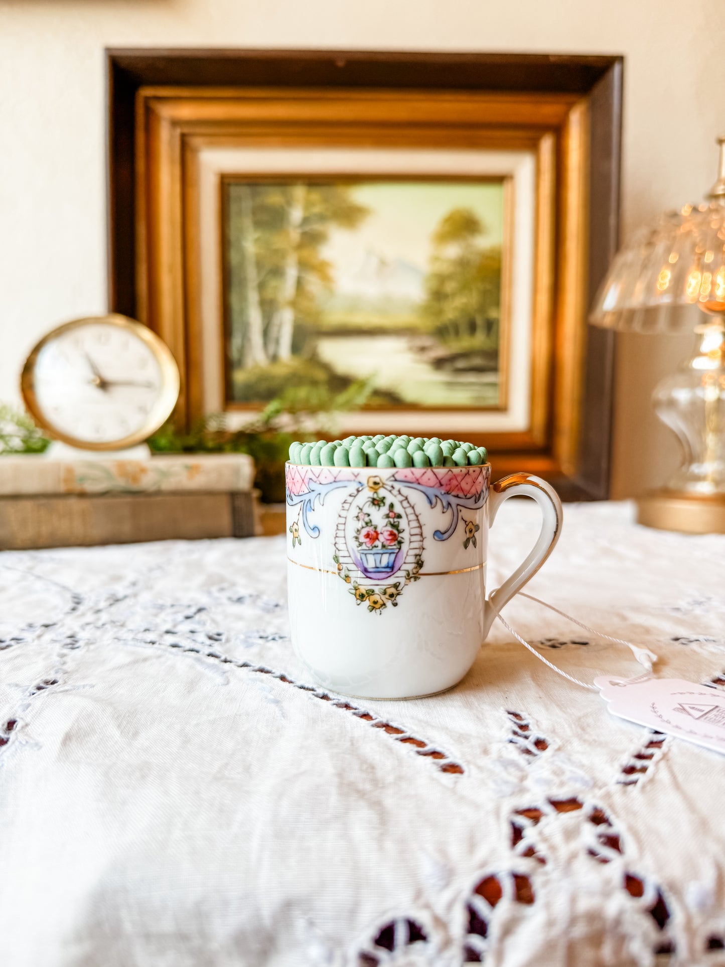 Vintage Demitasse Tea Cup Matchstick Holder