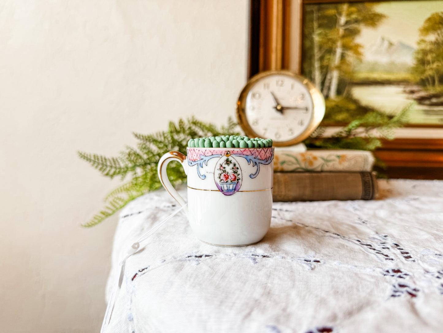 Vintage Demitasse Tea Cup Matchstick Holder