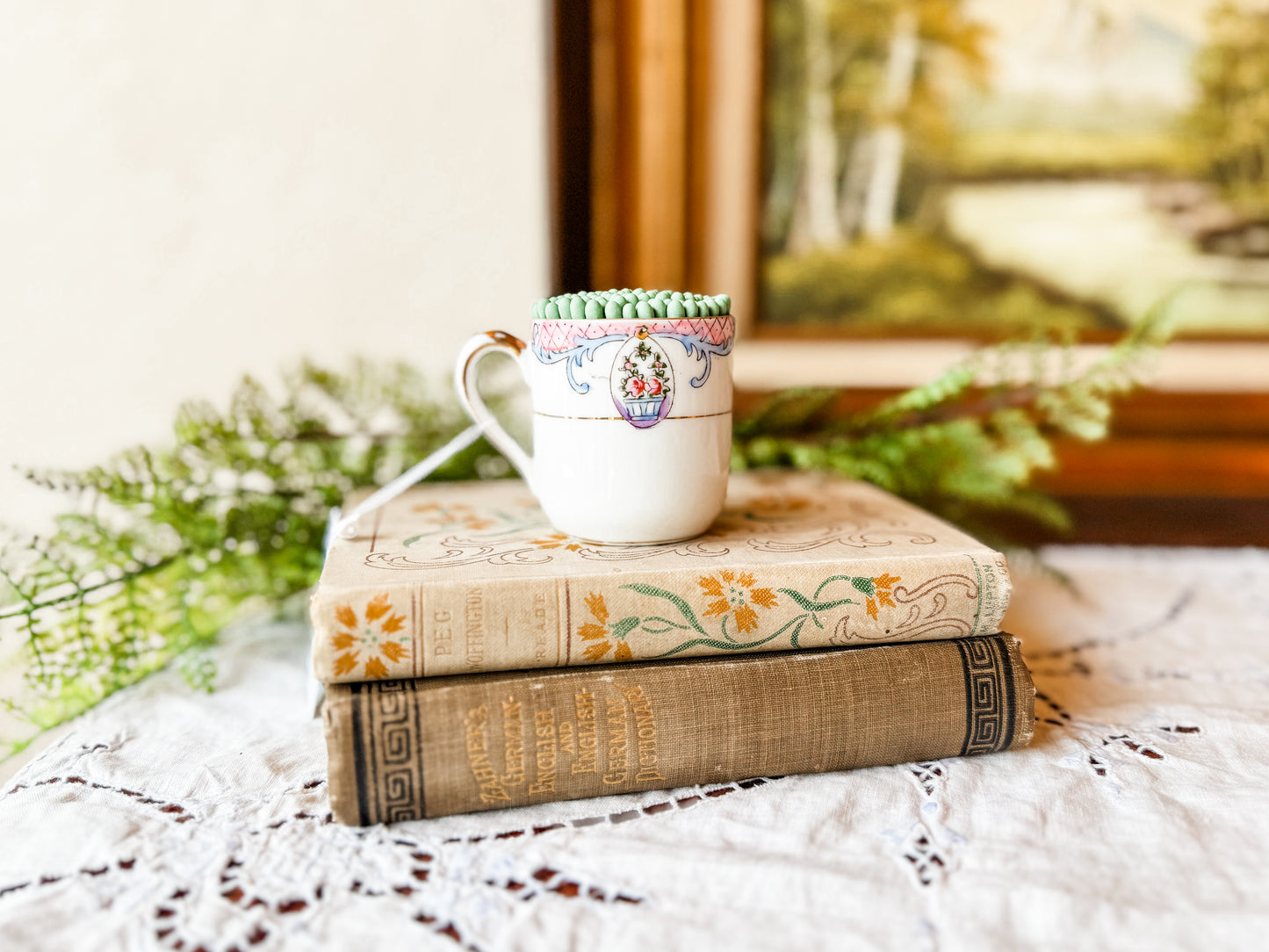 Vintage Demitasse Tea Cup Matchstick Holder