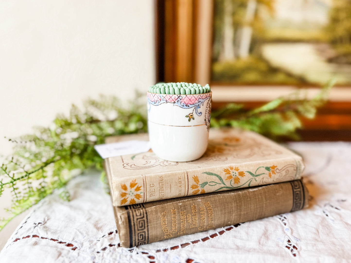 Vintage Demitasse Tea Cup Matchstick Holder