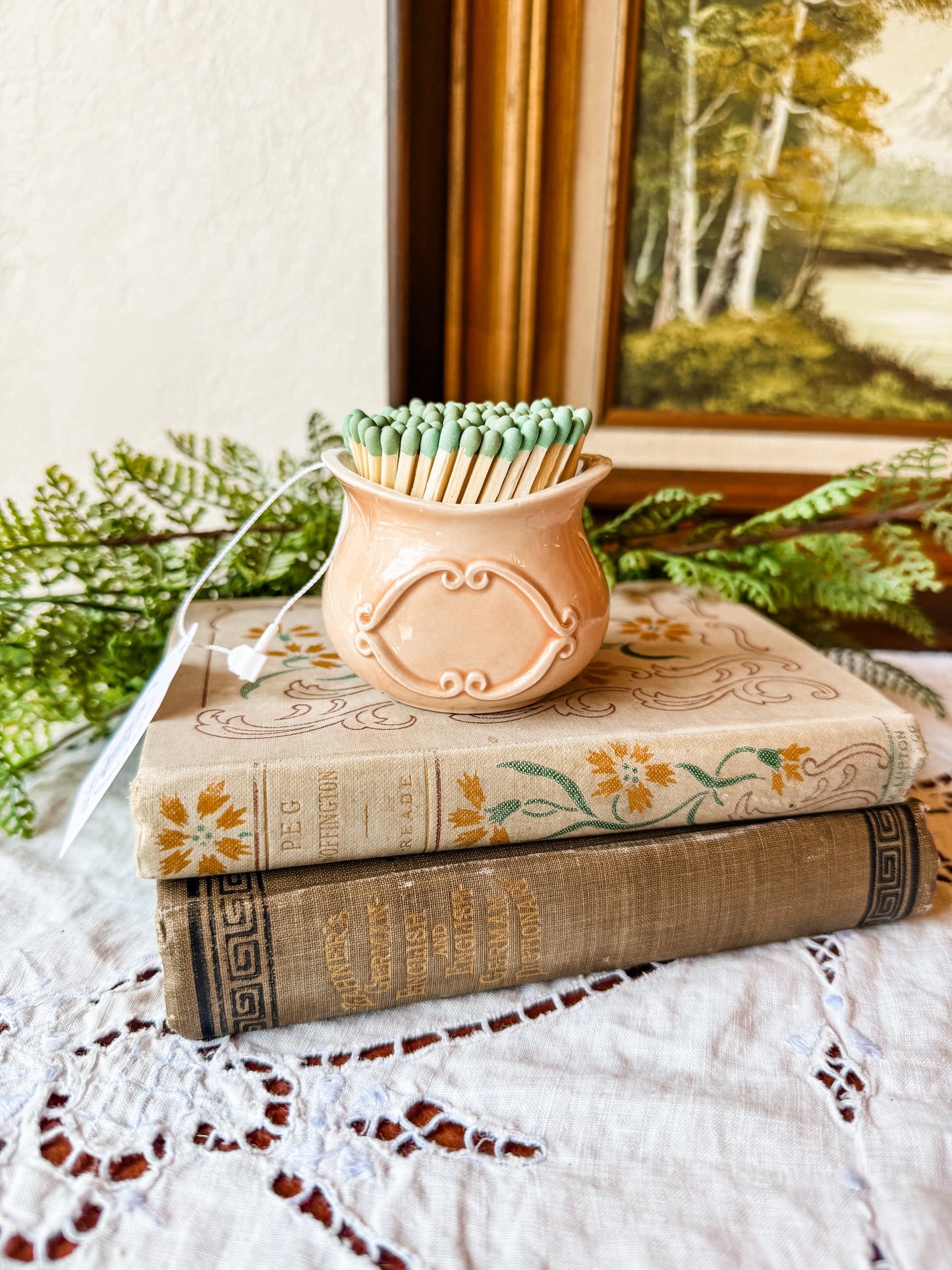 Vintage Peach Matchstick Holder