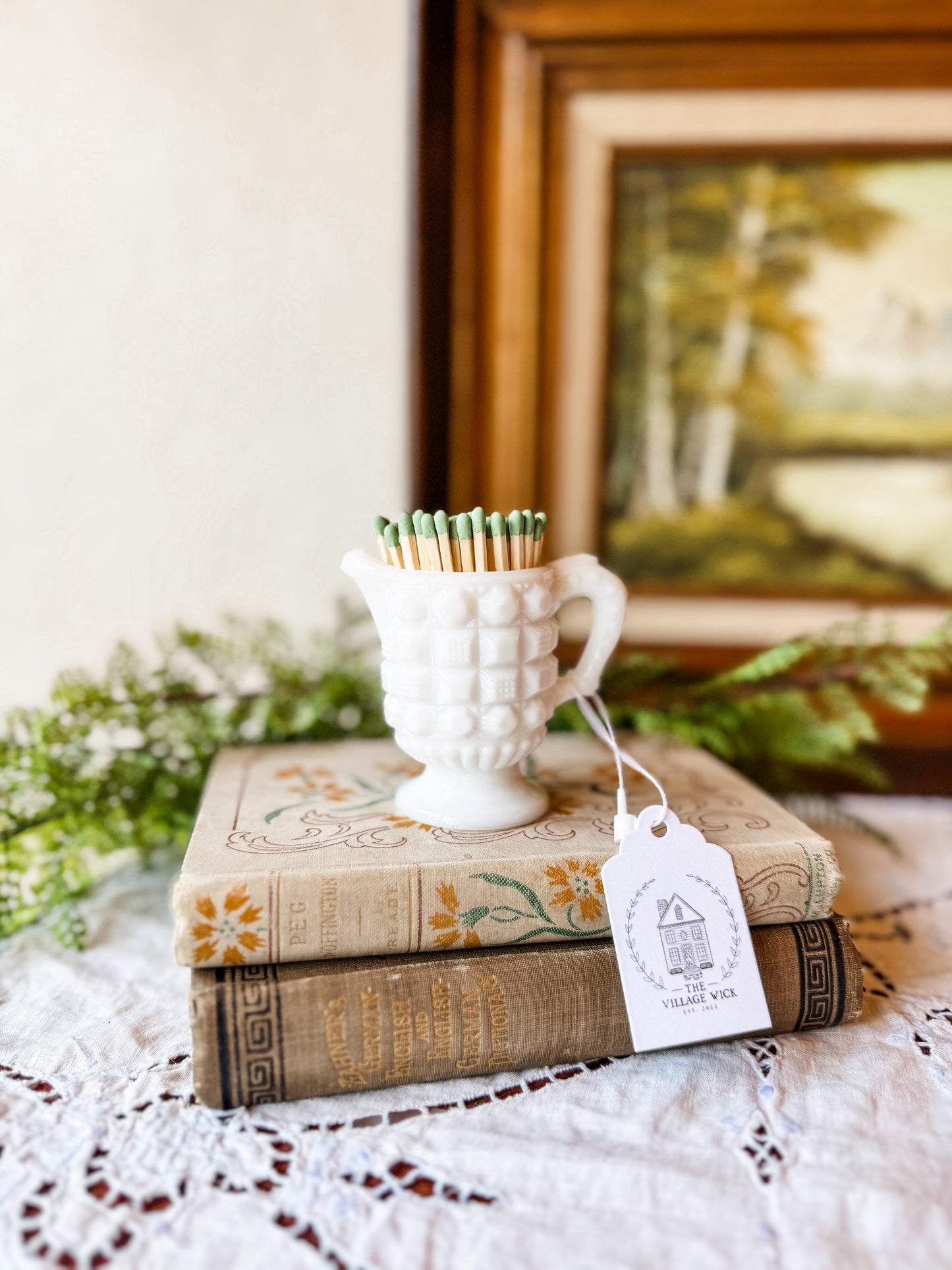 Vintage Milk Glass Mini Creamer Matchstick Holder