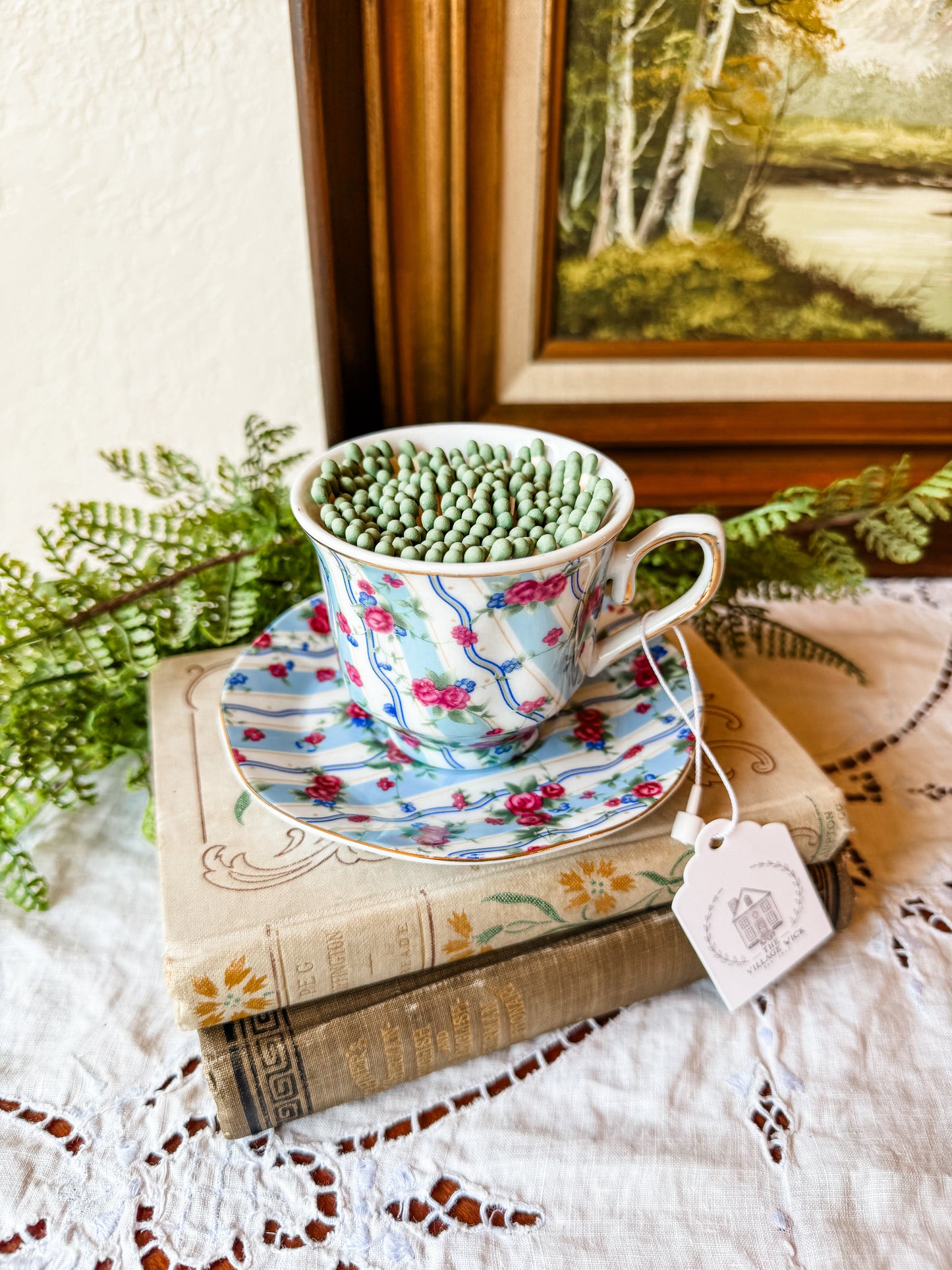 Vintage Demitasse Tea Cup Matchstick Holder