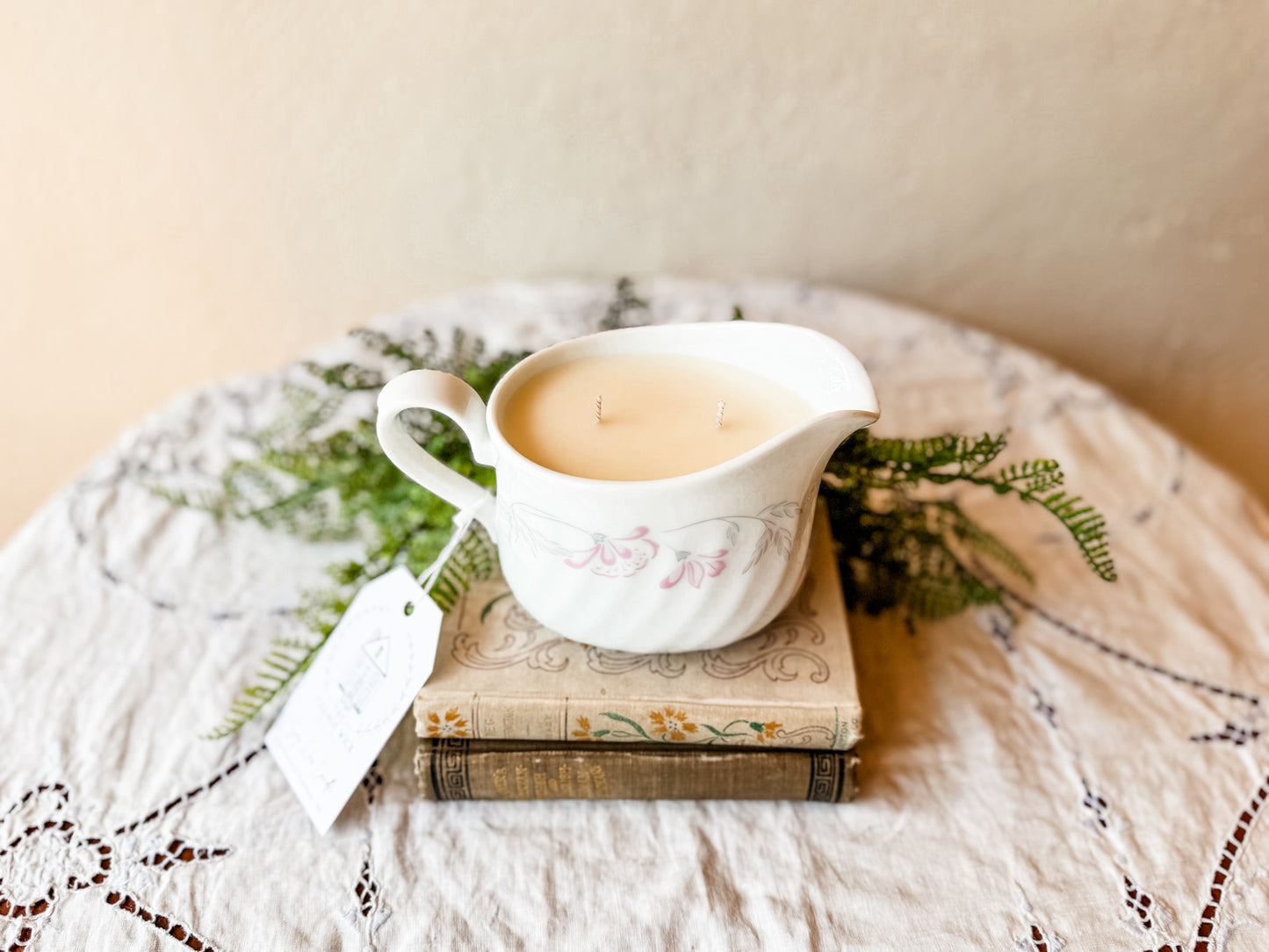 Vintage Creamer Candle with Florals - Aloha Paradise