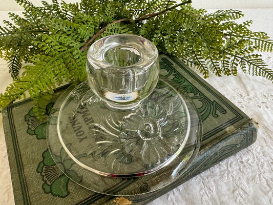 Vintage Candlestick - Round Base w/flowers