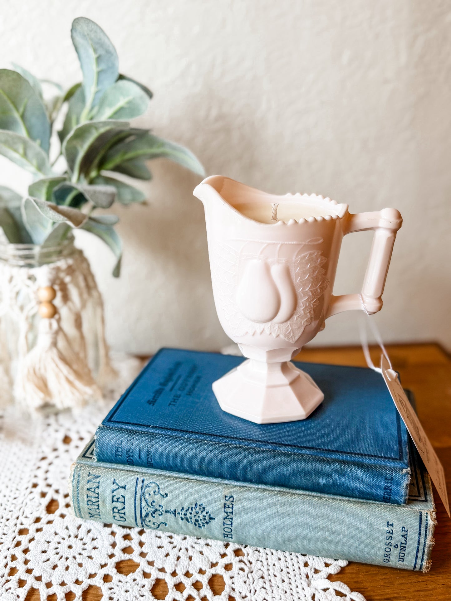 Vintage Jeannette Glass Creamer Candle - Fresh Clothesline
