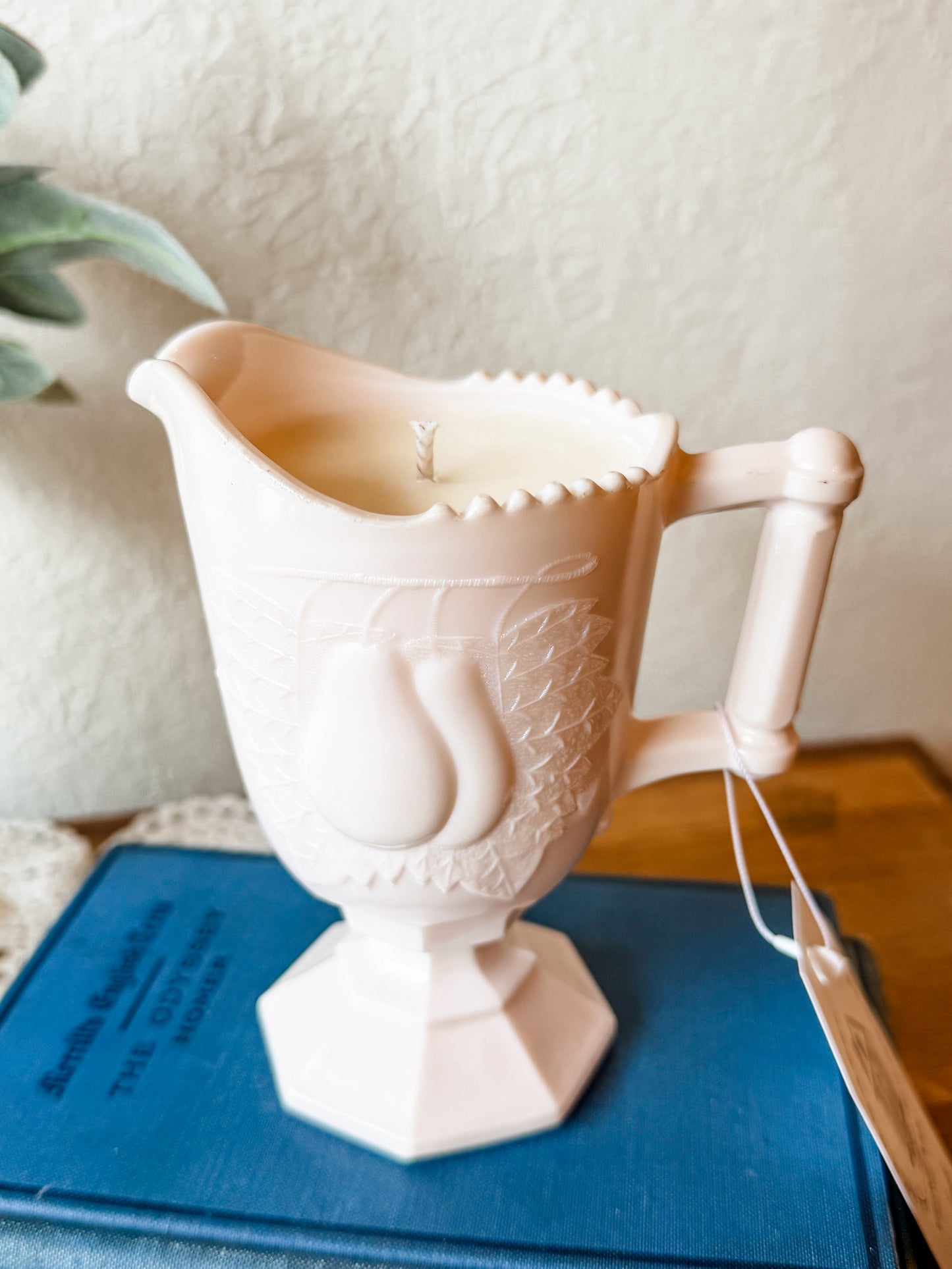 Vintage Jeannette Glass Creamer Candle - Fresh Clothesline