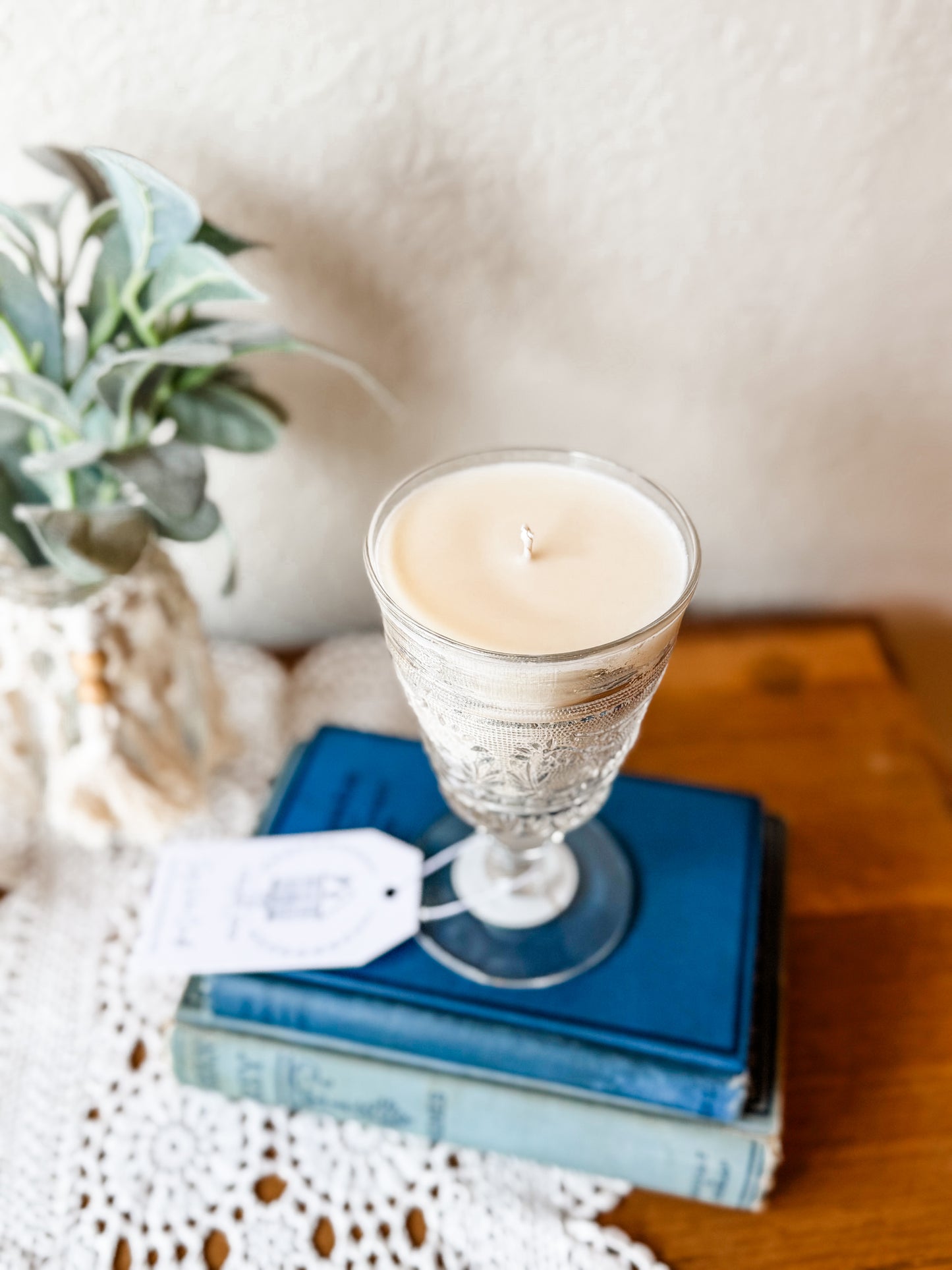 Vintage Glass Goblet Candle - Nag Champa