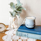 Vintage Blue Glass Candle - Nag Champa