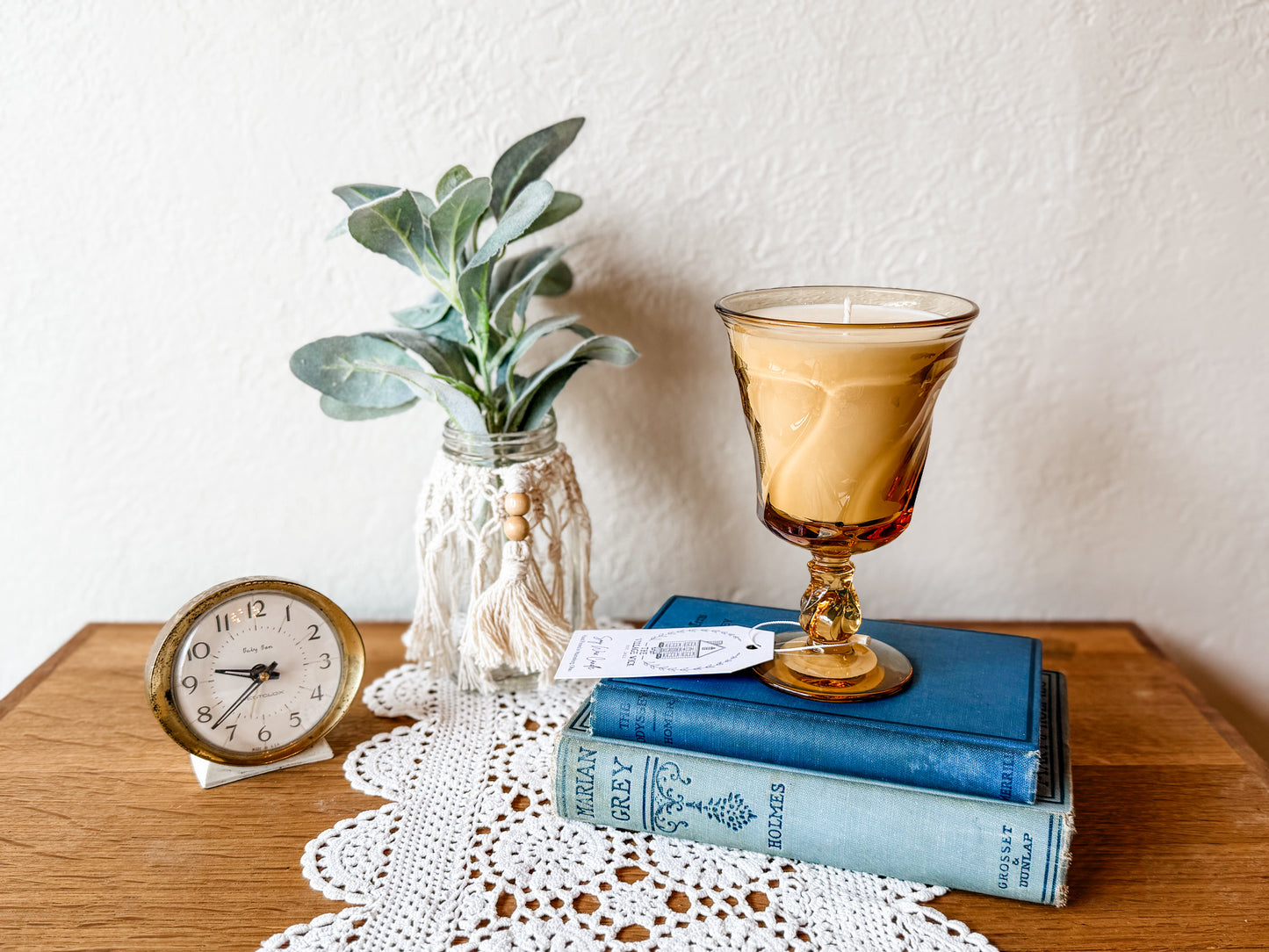 Vintage Amber Glass Candle - Sherlock's Study