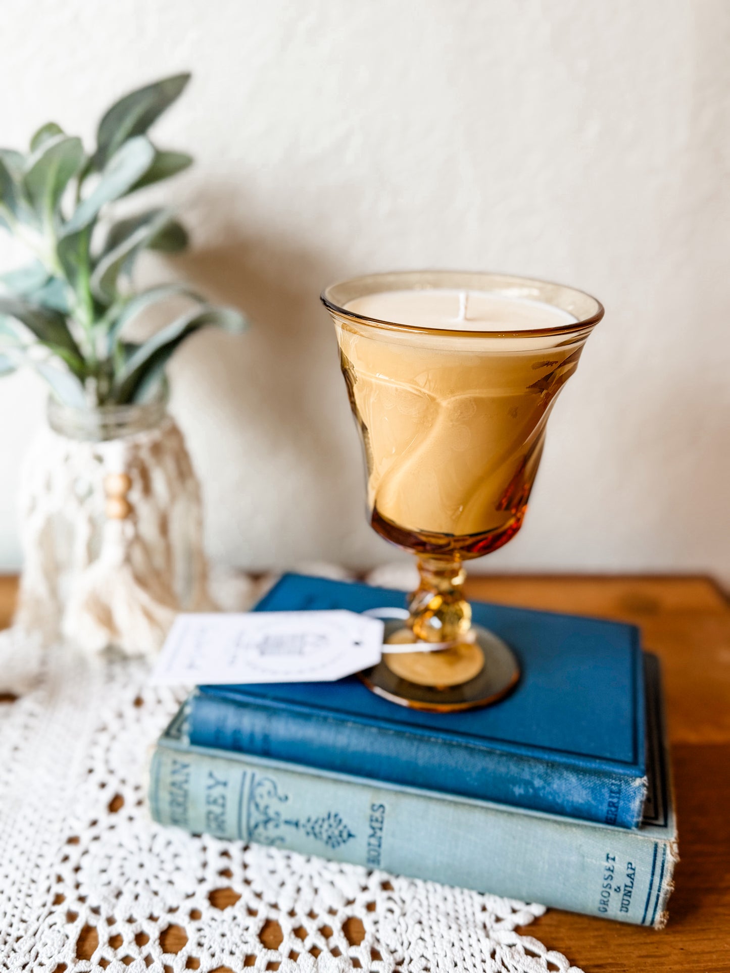 Vintage Amber Glass Candle - Sherlock's Study