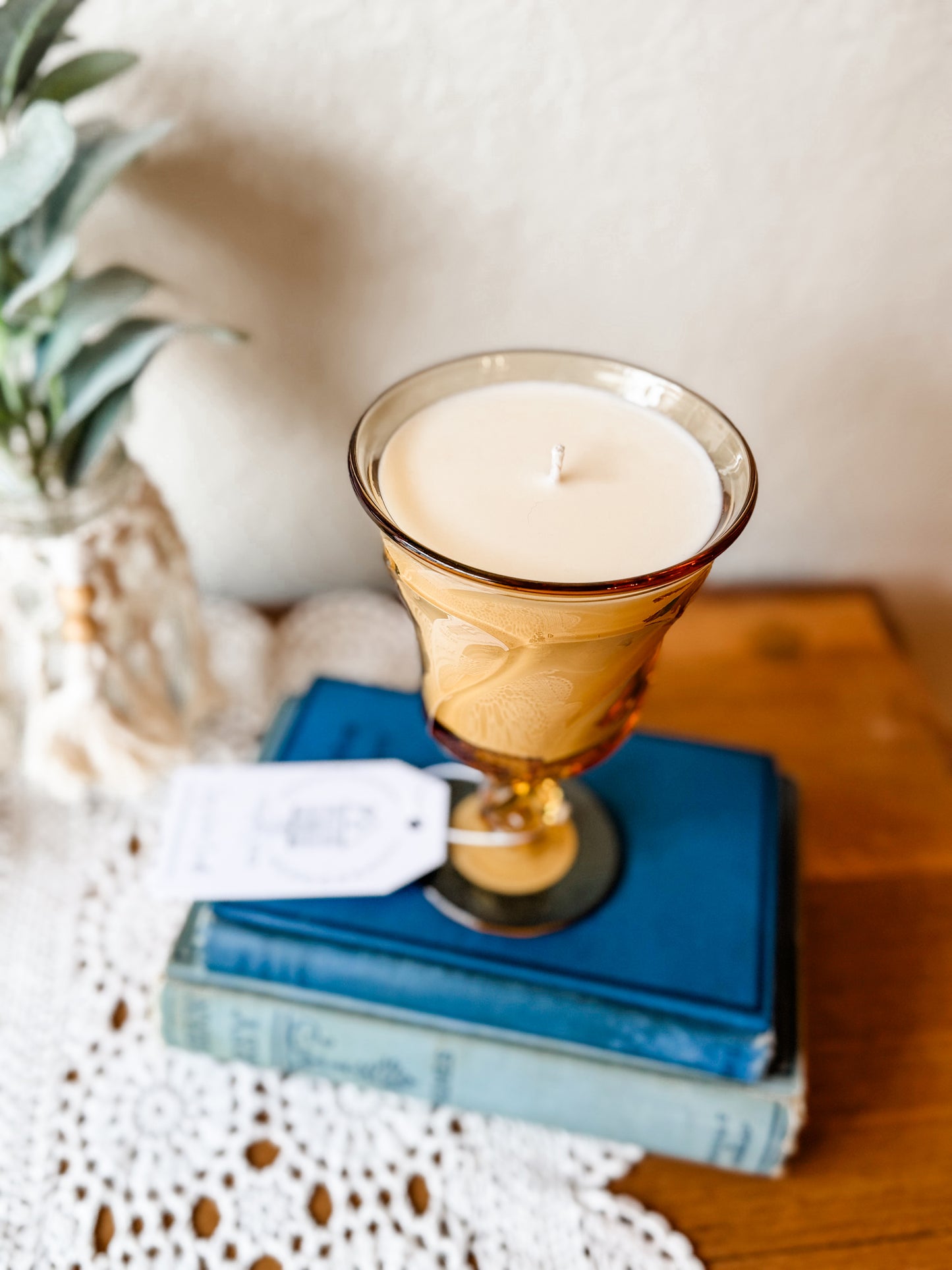 Vintage Amber Glass Candle - Sherlock's Study