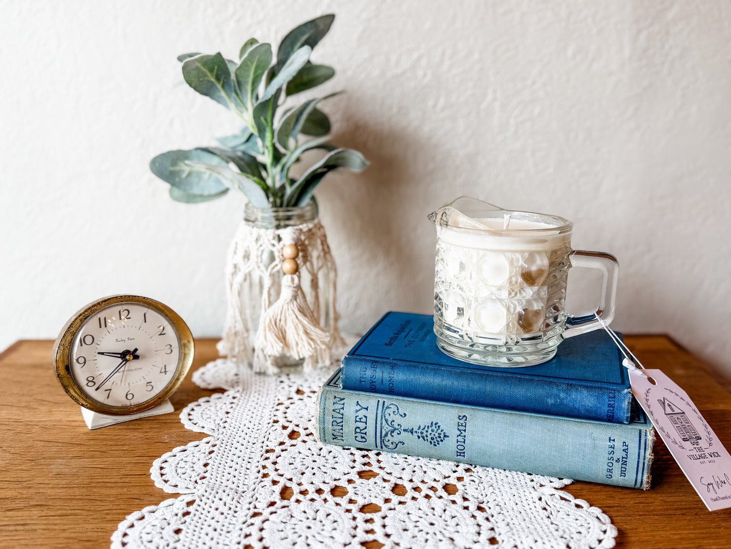 Vintage Glass Creamer Candle - Sherlock's Study