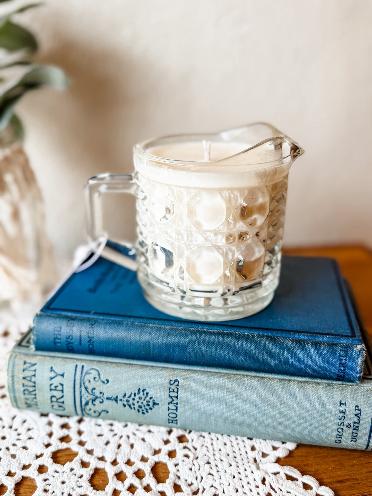 Vintage Glass Creamer Candle - Sherlock's Study