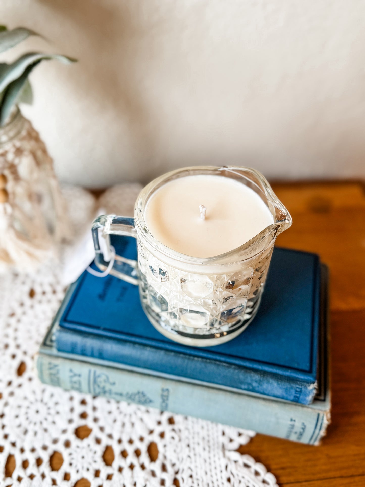Vintage Glass Creamer Candle - Sherlock's Study