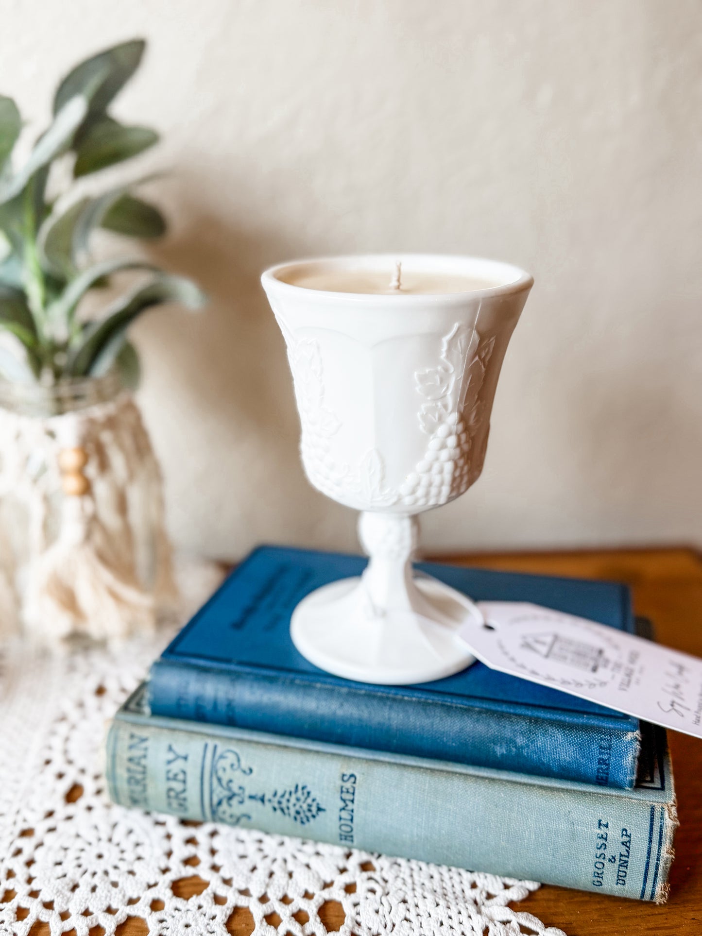 Vintage Colony Milk Glass Goblet Candle - Oakmoss & Amber