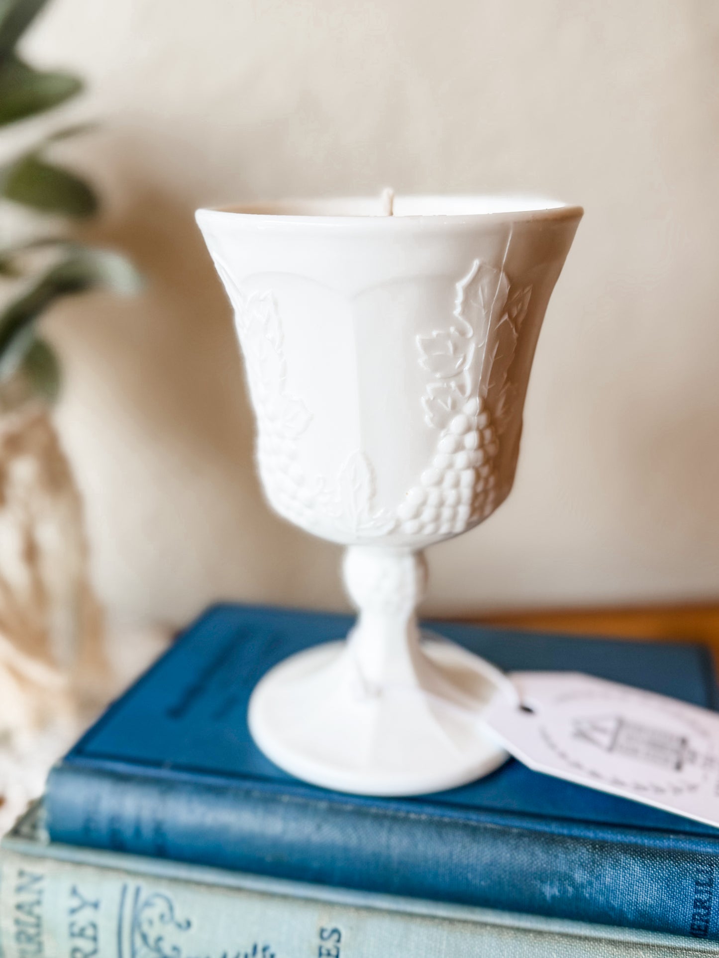 Vintage Colony Milk Glass Goblet Candle - Oakmoss & Amber