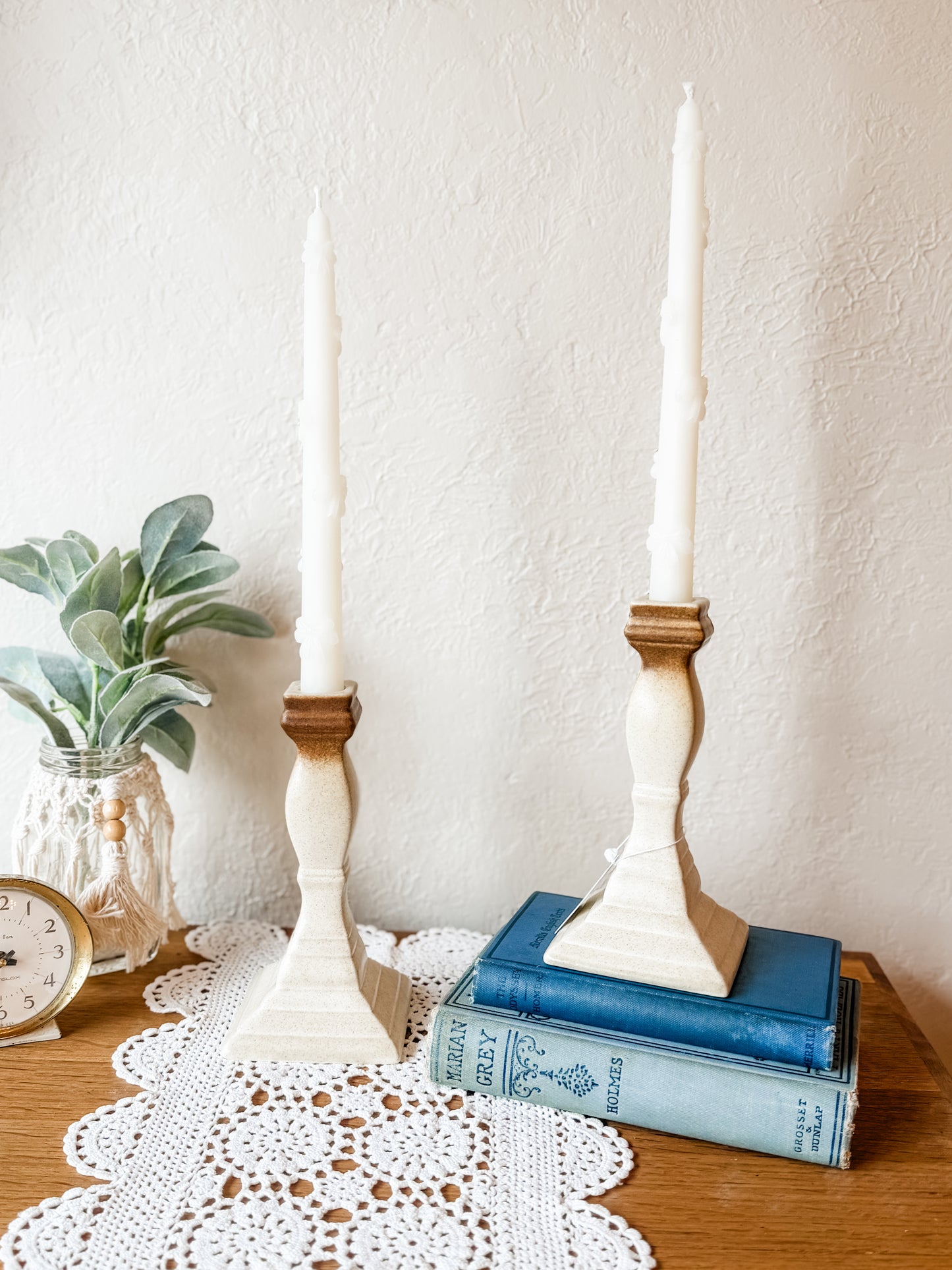 Vintage Mikasa Stoneware Candlestick Holders